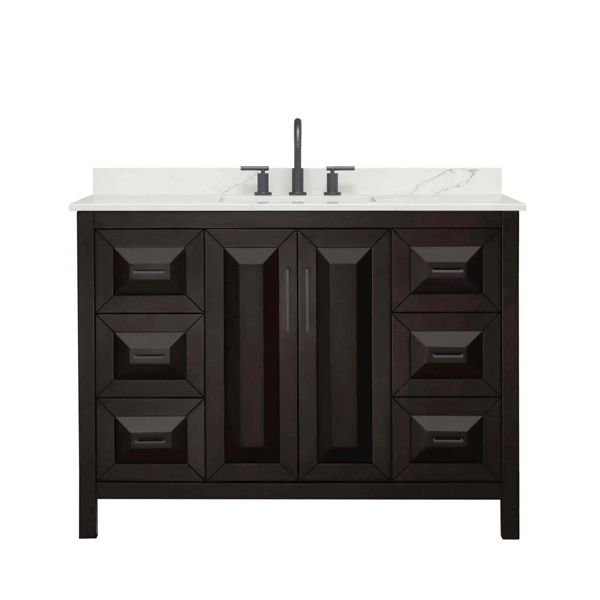48" Daria Single Bathroom Vanity in Dark Espresso with Matte Black Trim by Wyndham