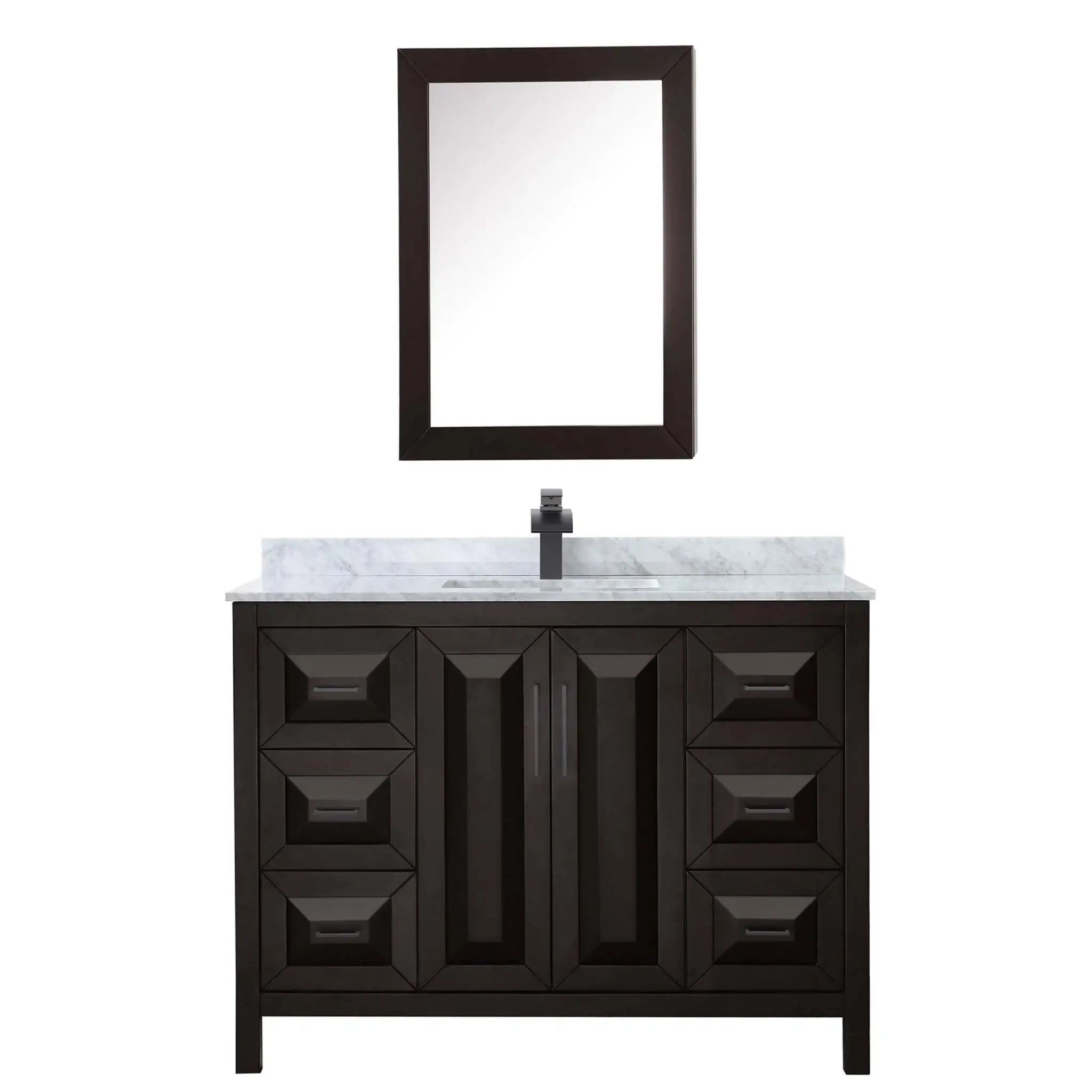 48" Daria Single Bathroom Vanity in Dark Espresso with Matte Black Trim & Medicine Cabinet by Wyndham