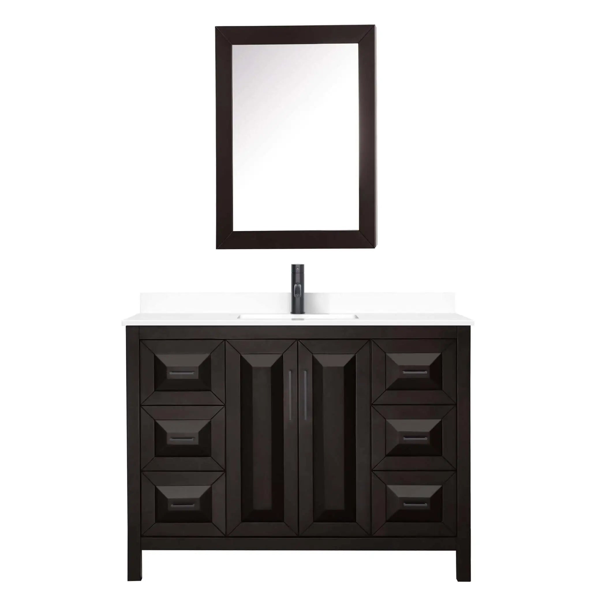 48" Daria Single Bathroom Vanity in Dark Espresso with Matte Black Trim & Medicine Cabinet by Wyndham