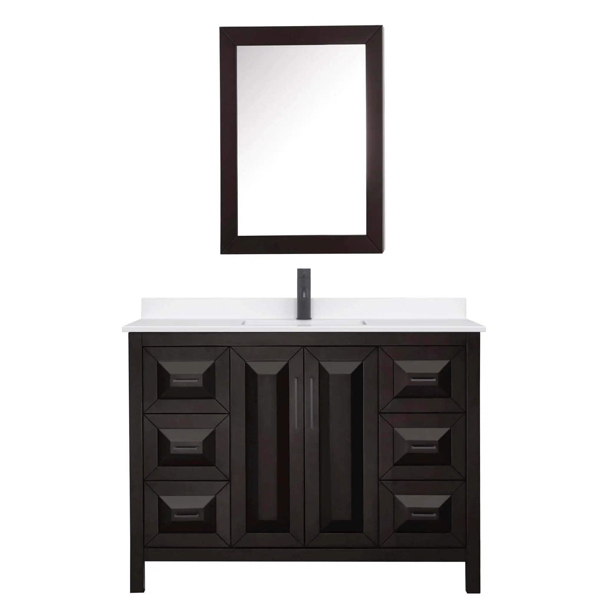 48" Daria Single Bathroom Vanity in Dark Espresso with Matte Black Trim & Medicine Cabinet by Wyndham