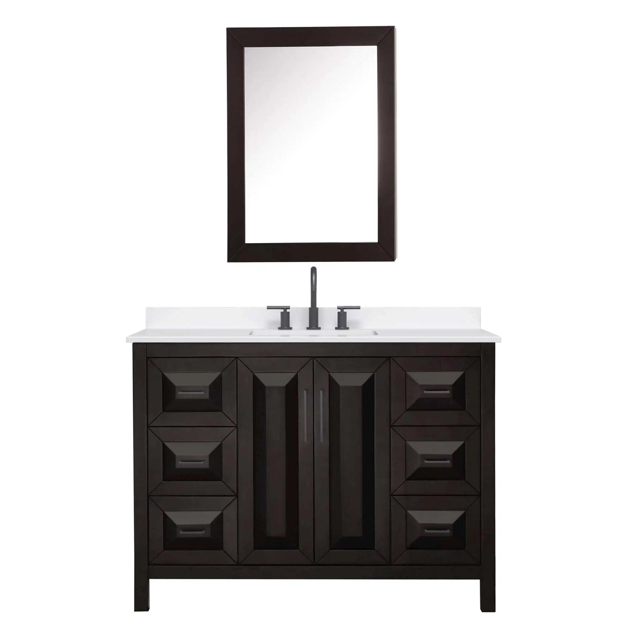 48" Daria Single Bathroom Vanity in Dark Espresso with Matte Black Trim & Medicine Cabinet by Wyndham