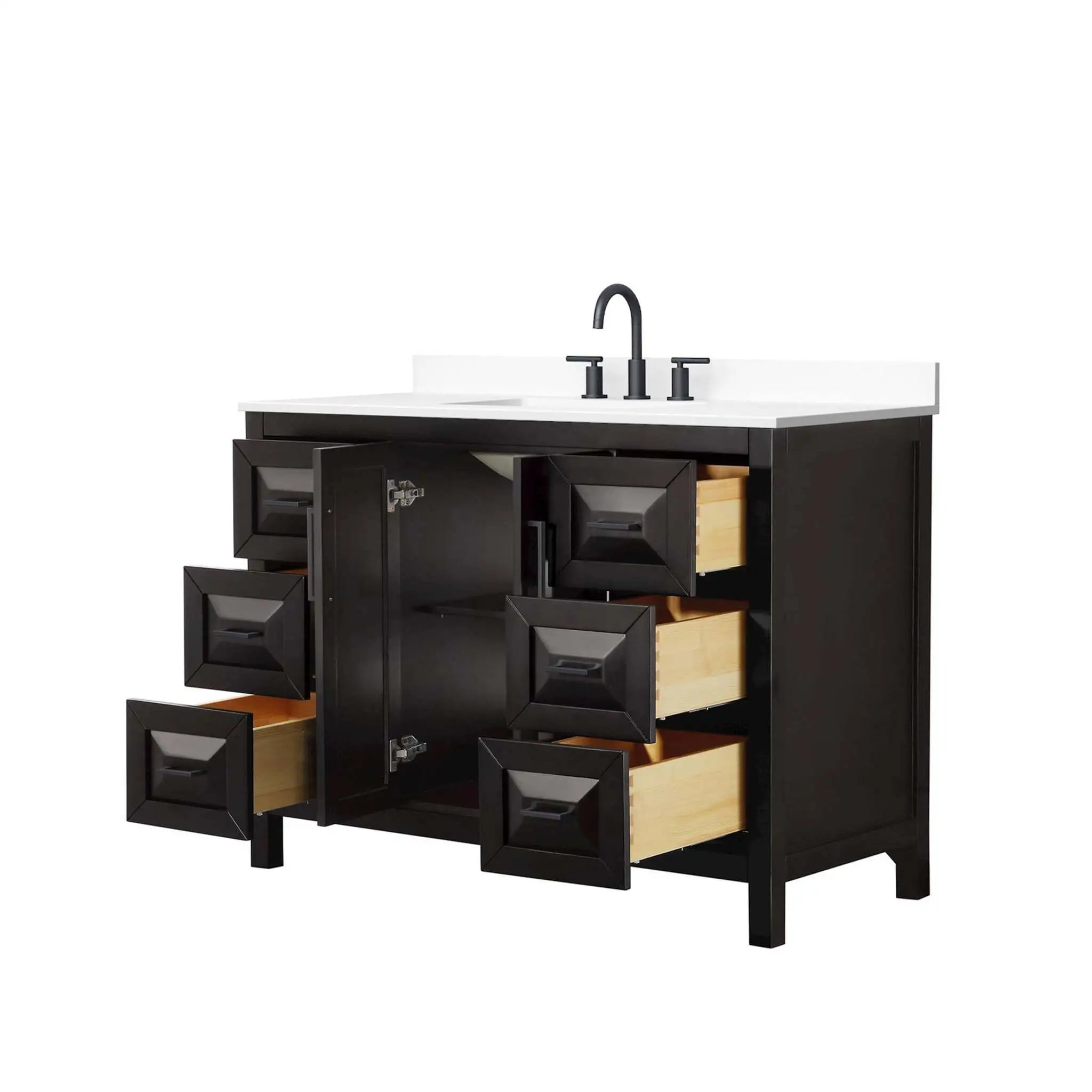 48" Daria Single Bathroom Vanity in Dark Espresso with Matte Black Trim by Wyndham