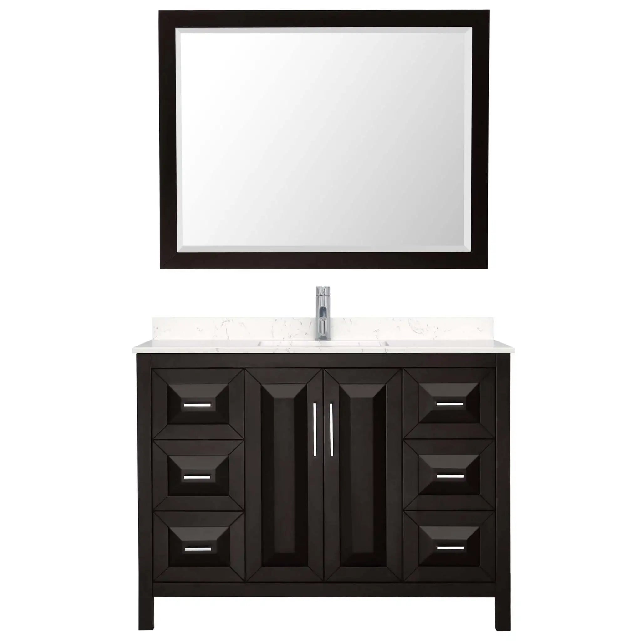 48" Daria Single Bathroom Vanity in Dark Espresso with Polished Chrome Trim & 46" Mirror by Wyndham