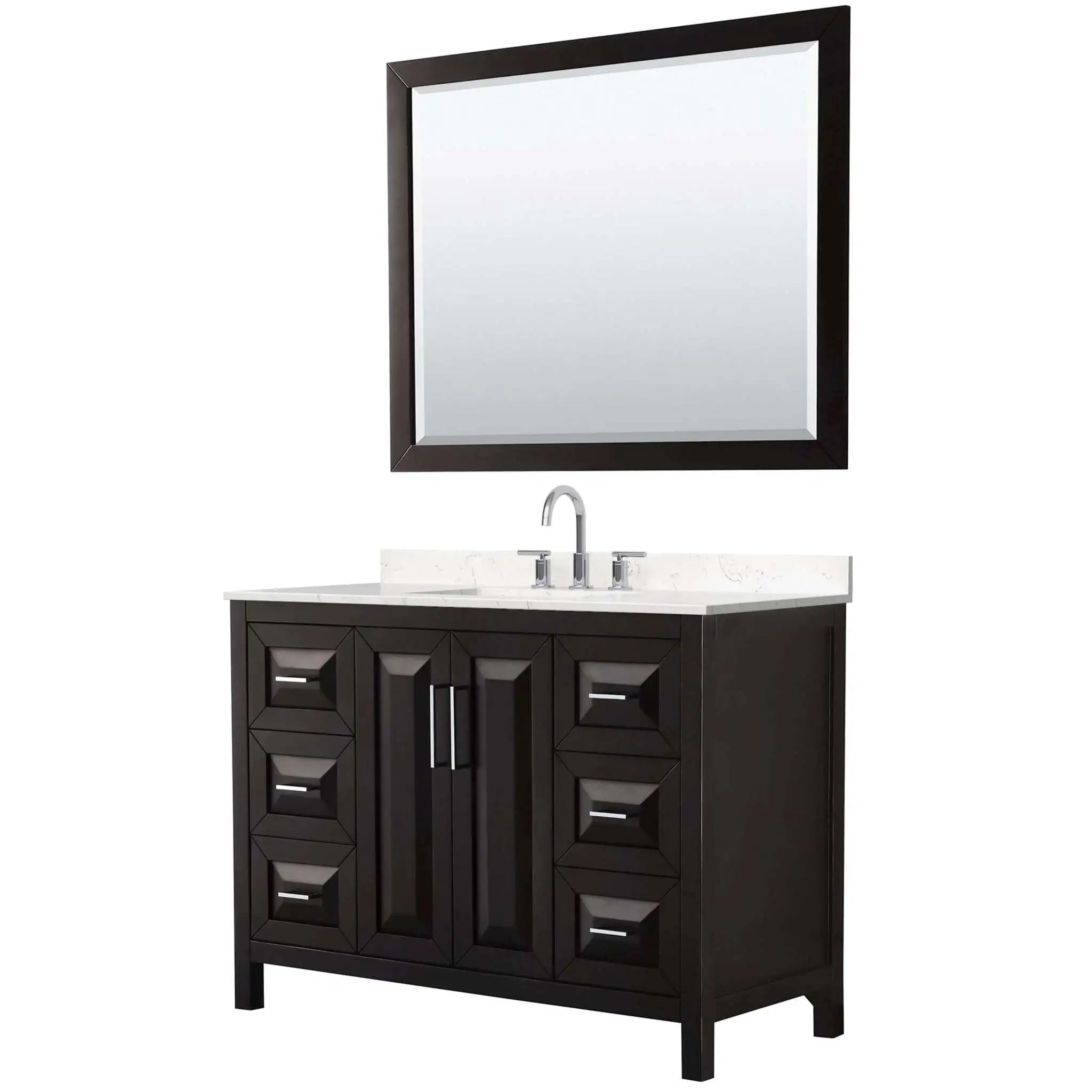 48" Daria Single Bathroom Vanity in Dark Espresso with Polished Chrome Trim & 46" Mirror by Wyndham
