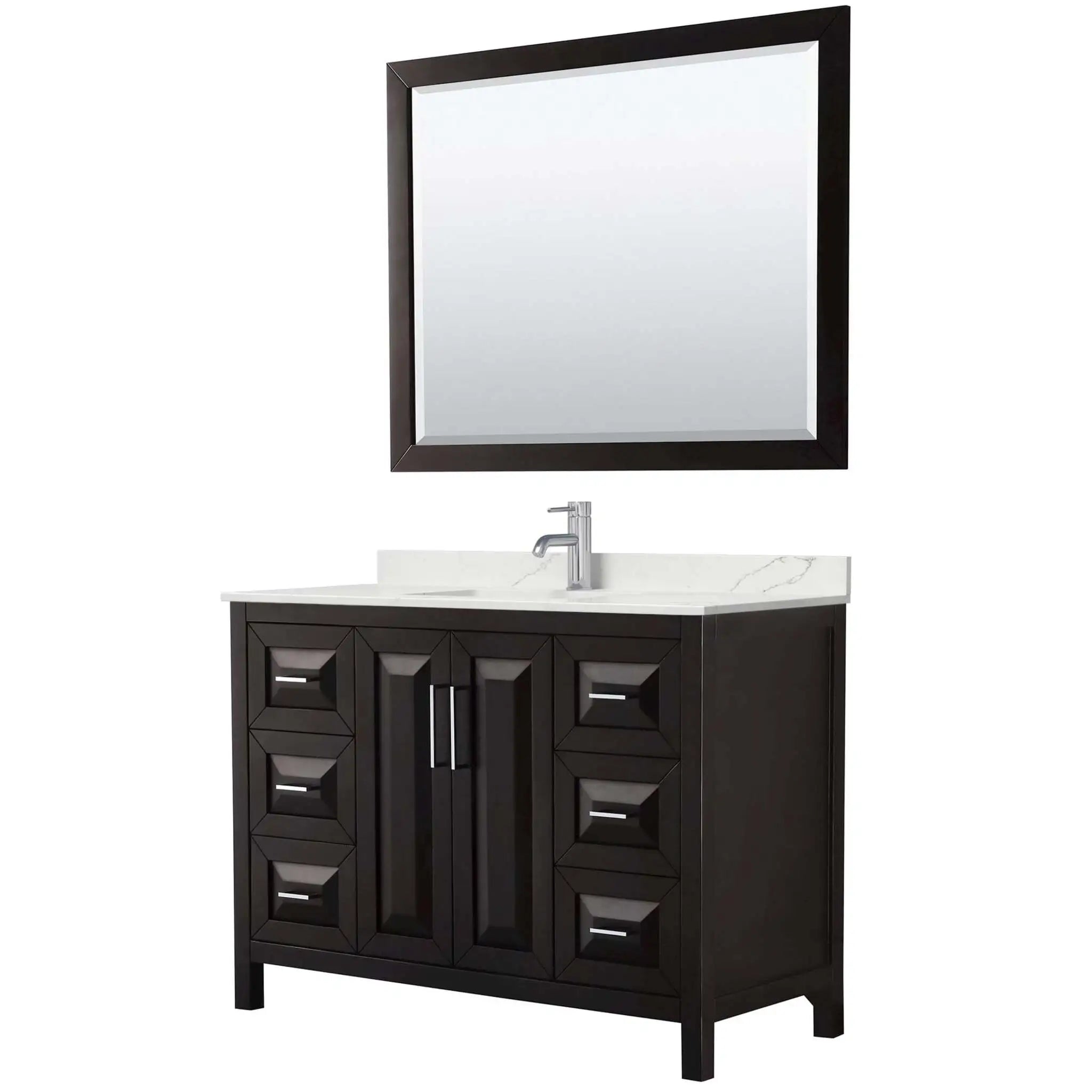 48" Daria Single Bathroom Vanity in Dark Espresso with Polished Chrome Trim & 46" Mirror by Wyndham