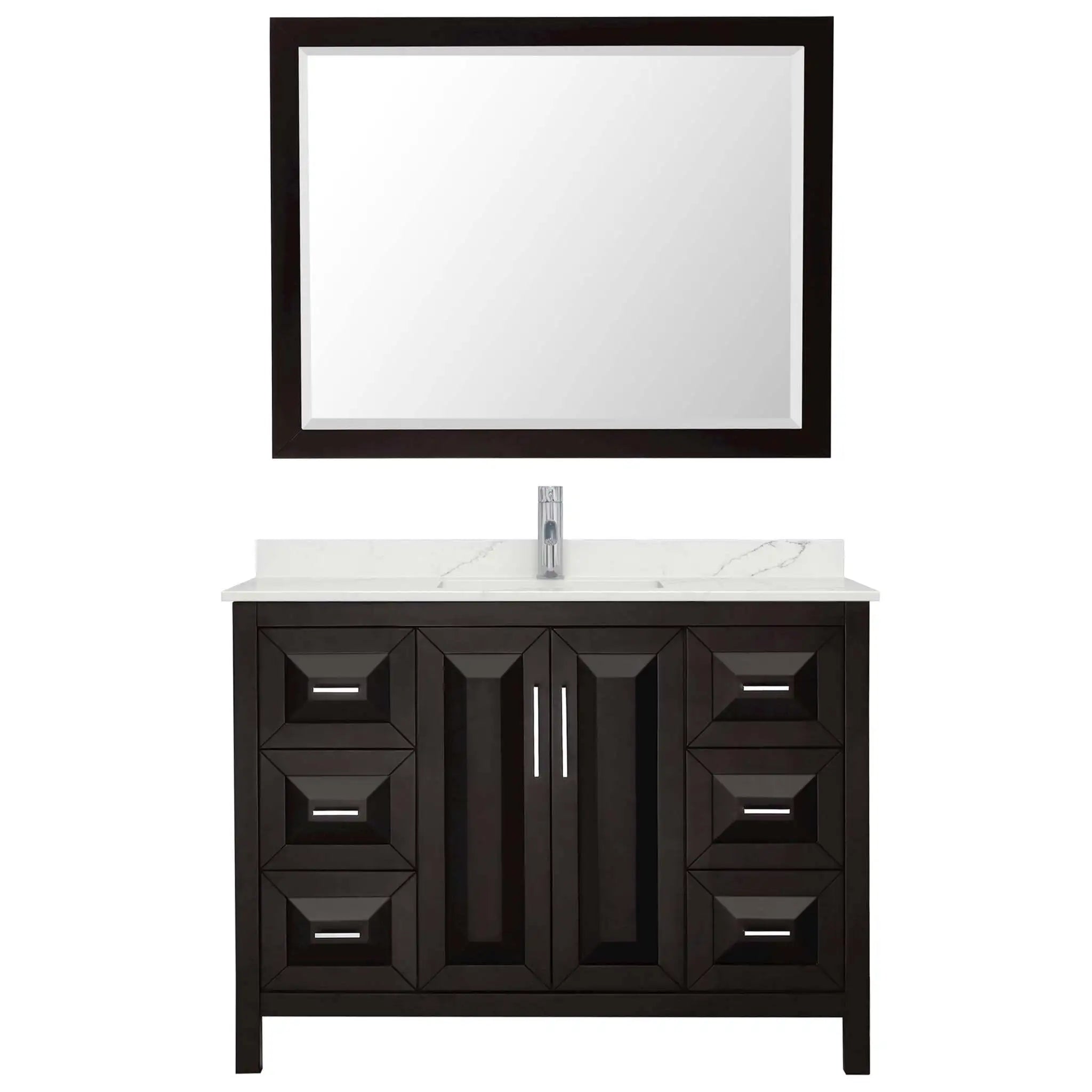 48" Daria Single Bathroom Vanity in Dark Espresso with Polished Chrome Trim & 46" Mirror by Wyndham