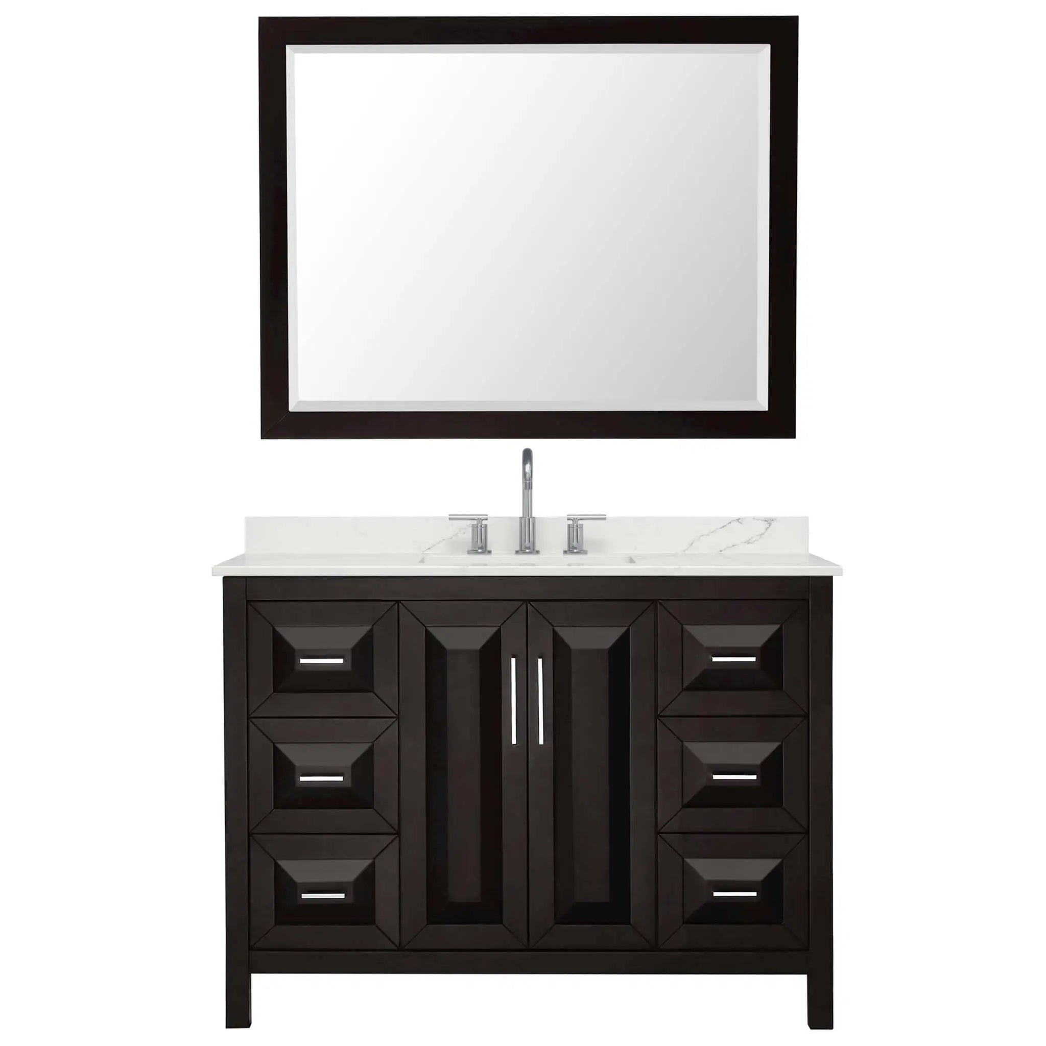 48" Daria Single Bathroom Vanity in Dark Espresso with Polished Chrome Trim & 46" Mirror by Wyndham