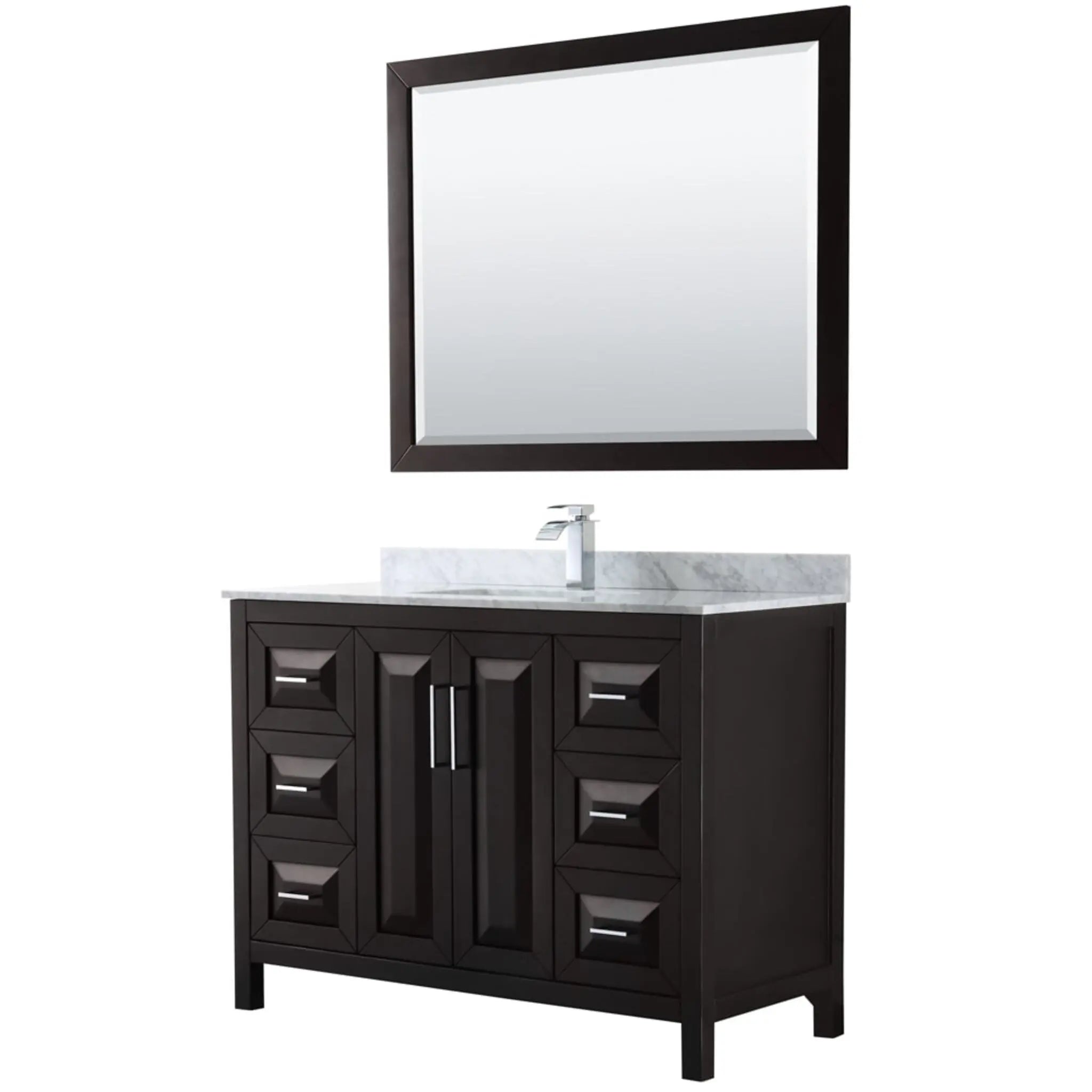 48" Daria Single Bathroom Vanity in Dark Espresso with Polished Chrome Trim & 46" Mirror by Wyndham