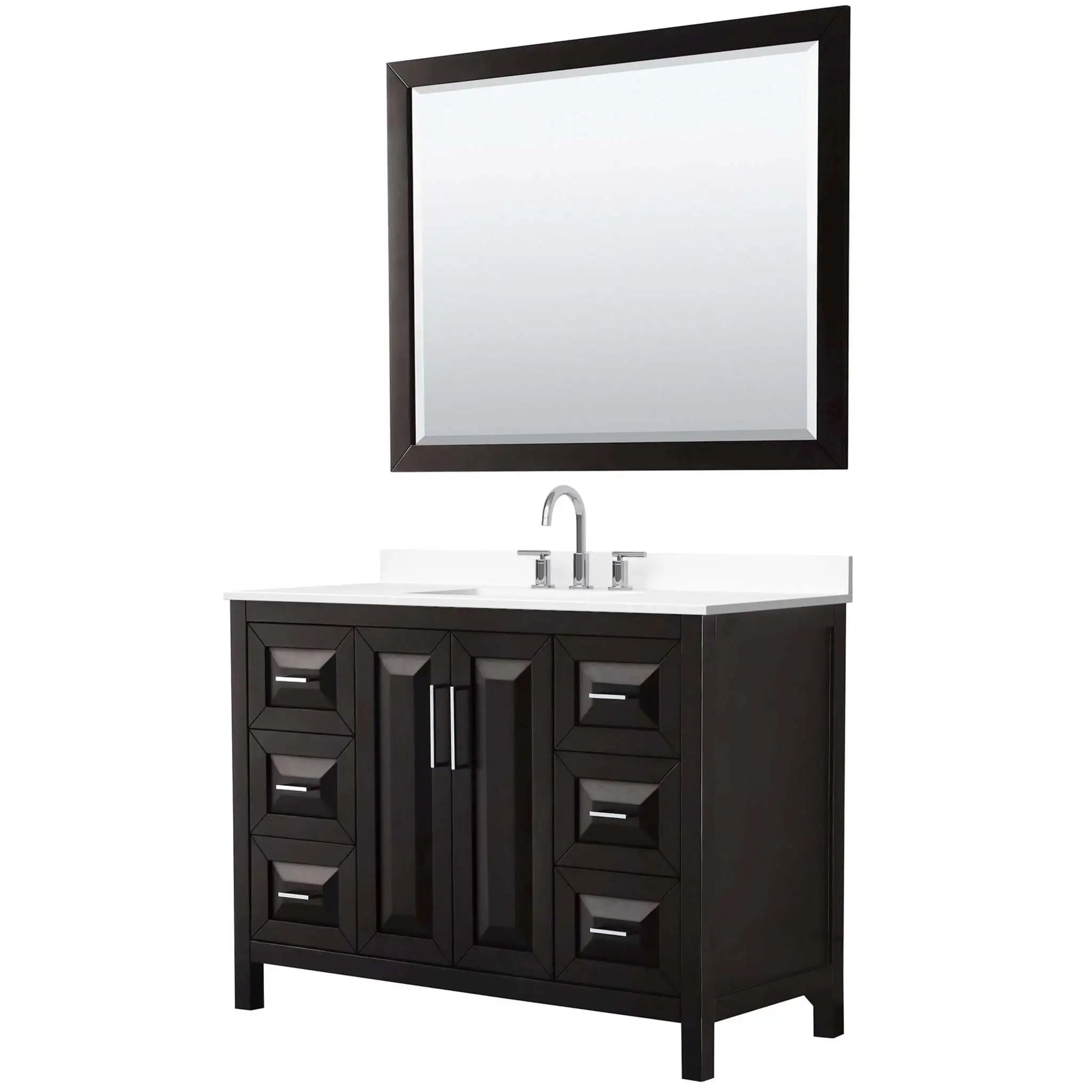 48" Daria Single Bathroom Vanity in Dark Espresso with Polished Chrome Trim & 46" Mirror by Wyndham