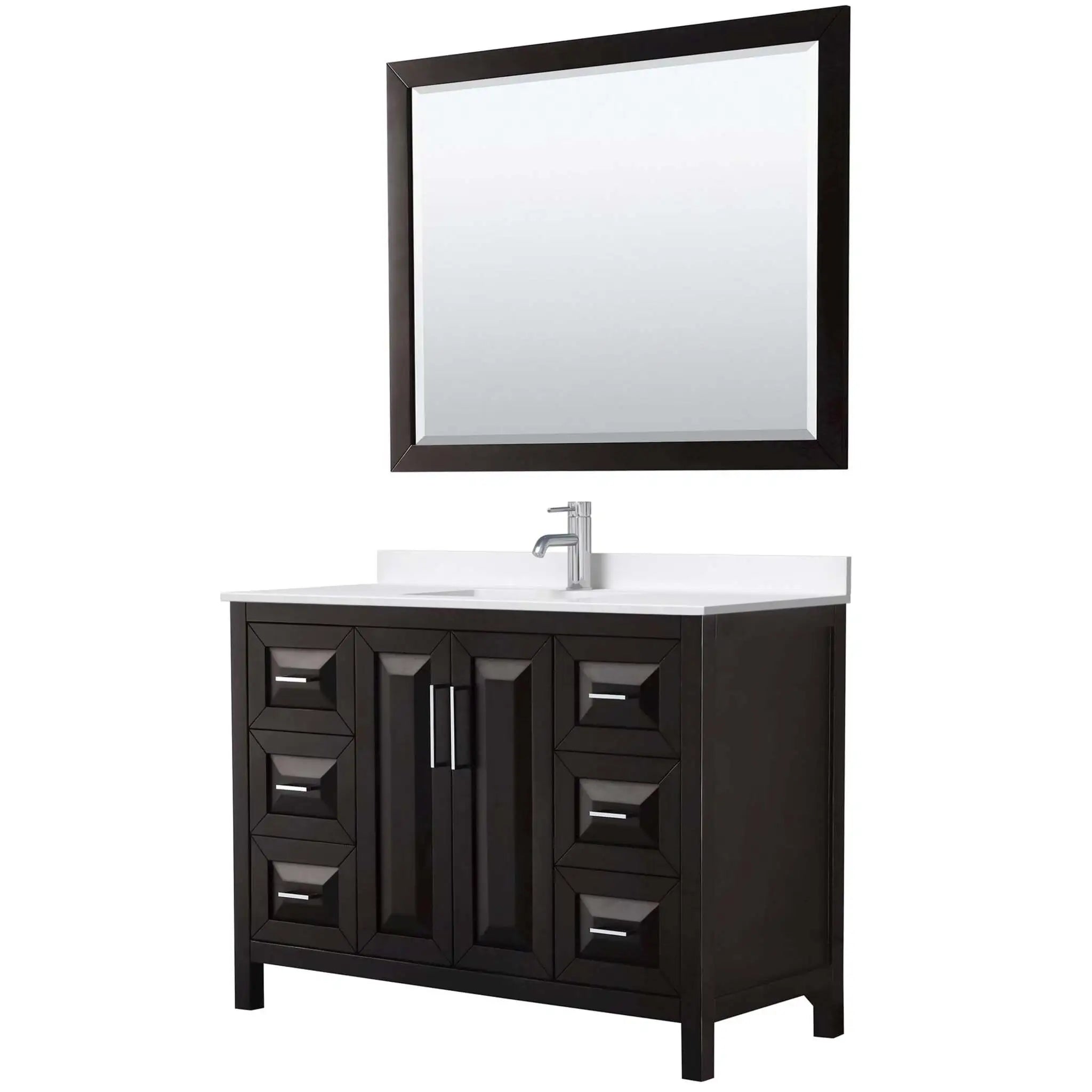 48" Daria Single Bathroom Vanity in Dark Espresso with Polished Chrome Trim & 46" Mirror by Wyndham