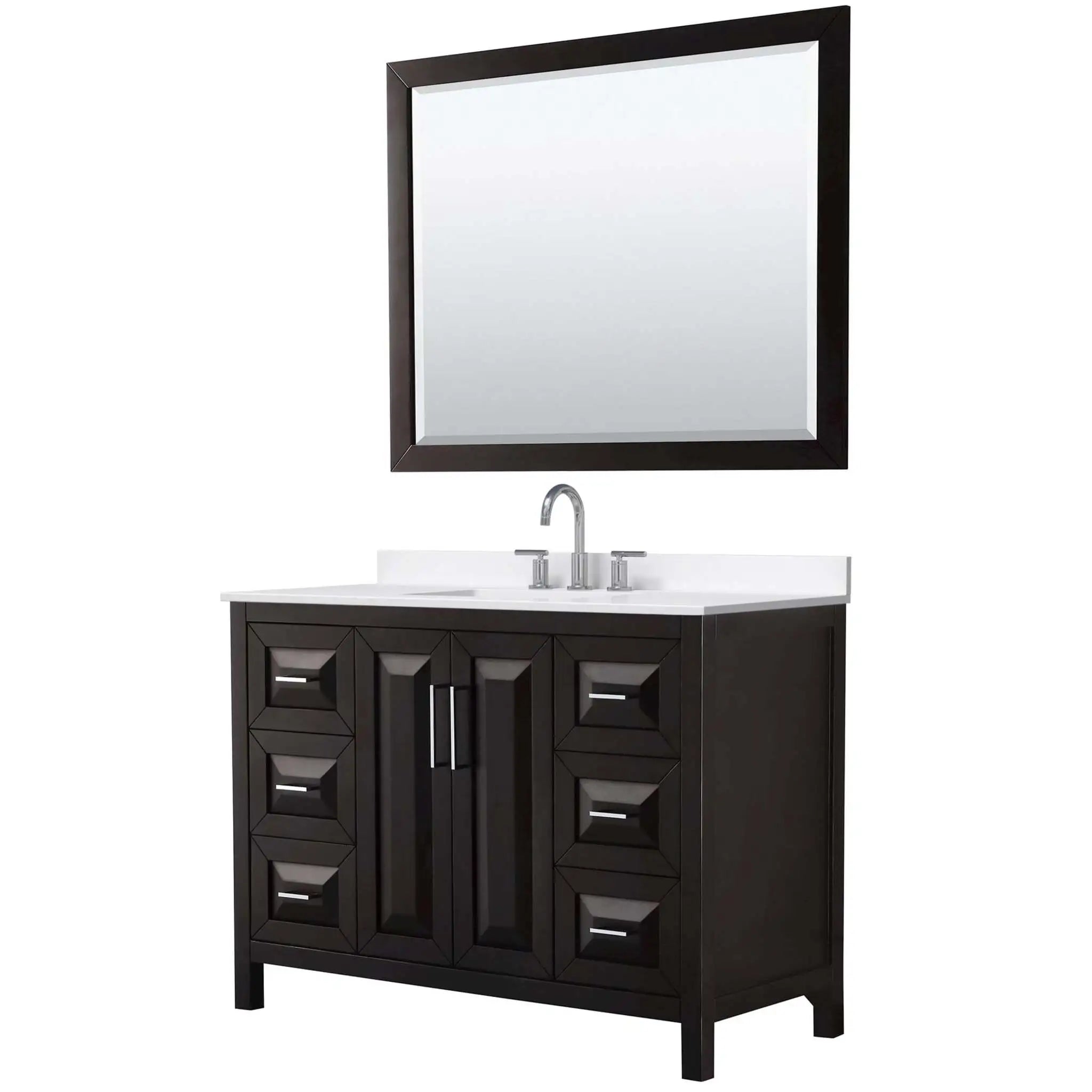 48" Daria Single Bathroom Vanity in Dark Espresso with Polished Chrome Trim & 46" Mirror by Wyndham