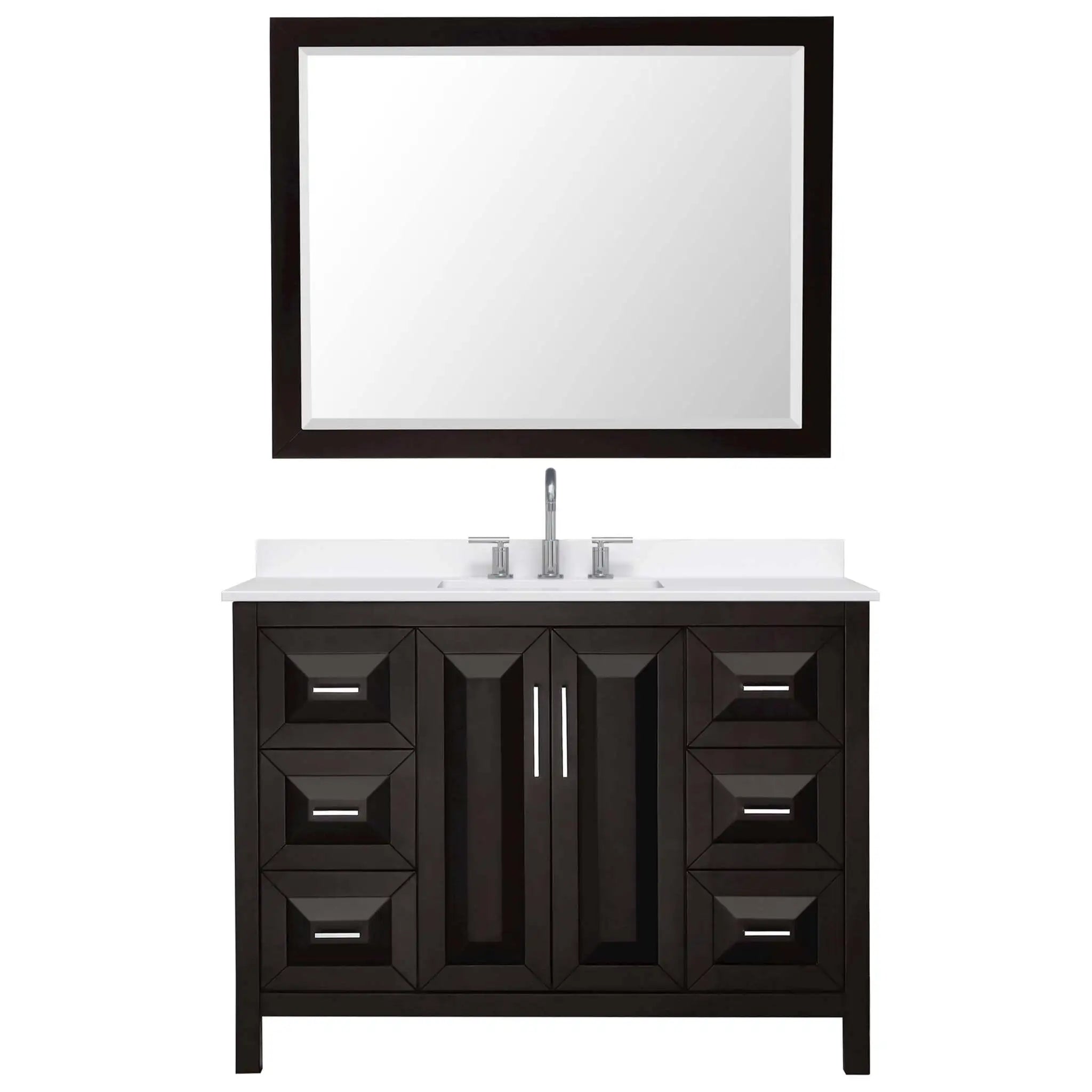 48" Daria Single Bathroom Vanity in Dark Espresso with Polished Chrome Trim & 46" Mirror by Wyndham