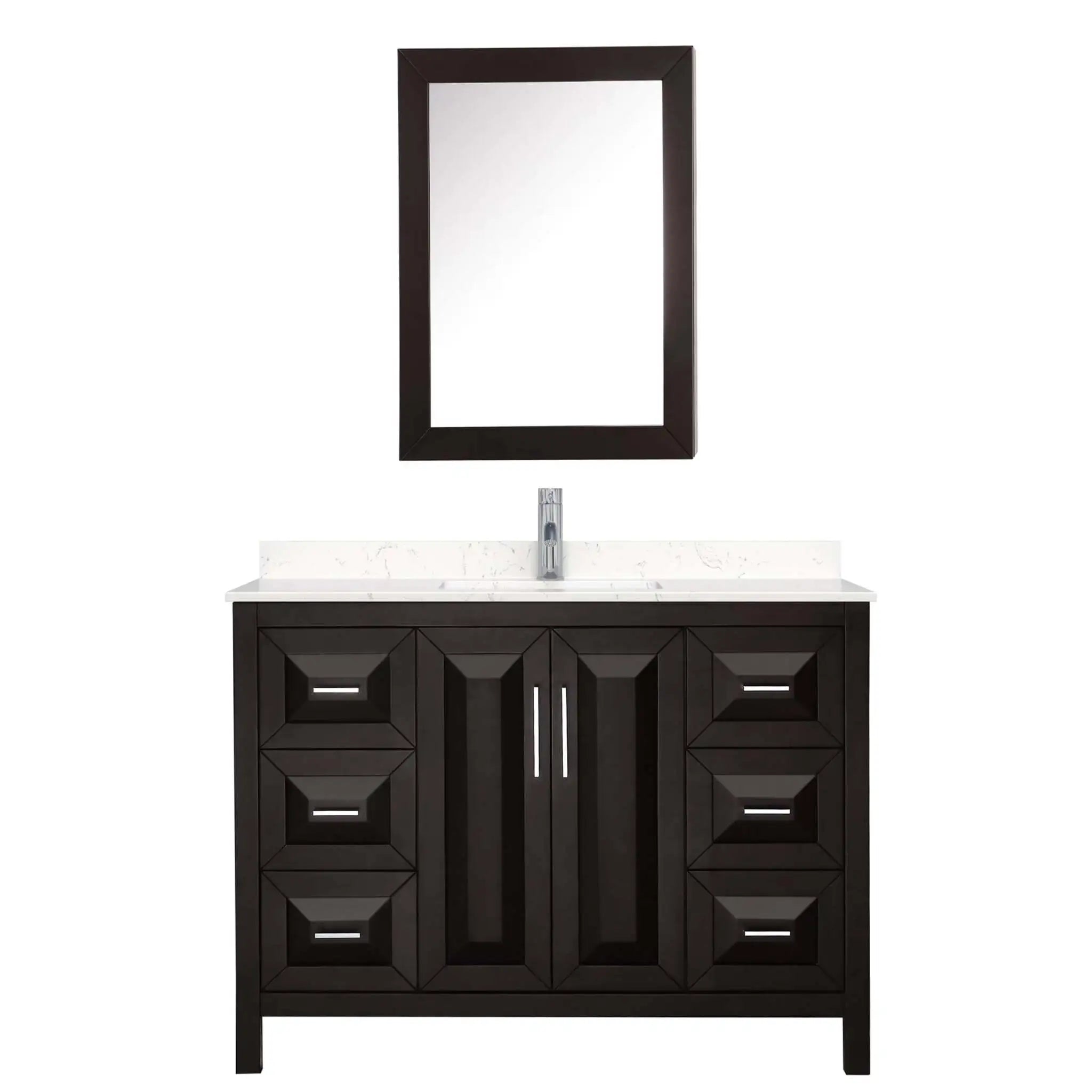 48" Daria Single Bathroom Vanity in Dark Espresso with Polished Chrome Trim & Medicine Cabinet by Wyndham