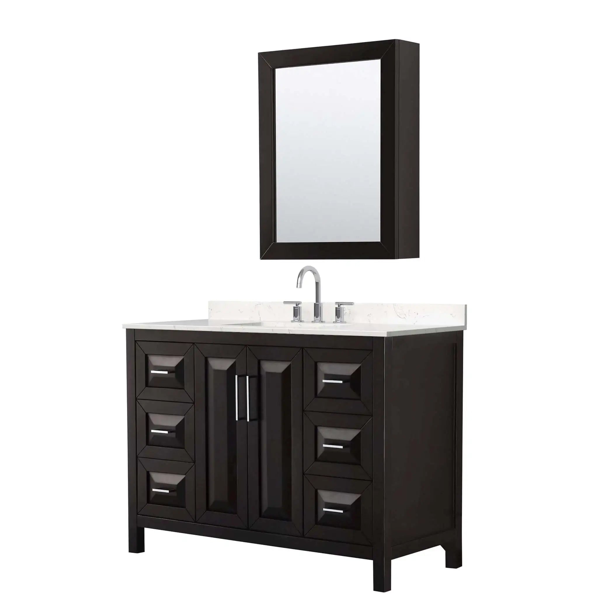 48" Daria Single Bathroom Vanity in Dark Espresso with Polished Chrome Trim & Medicine Cabinet by Wyndham