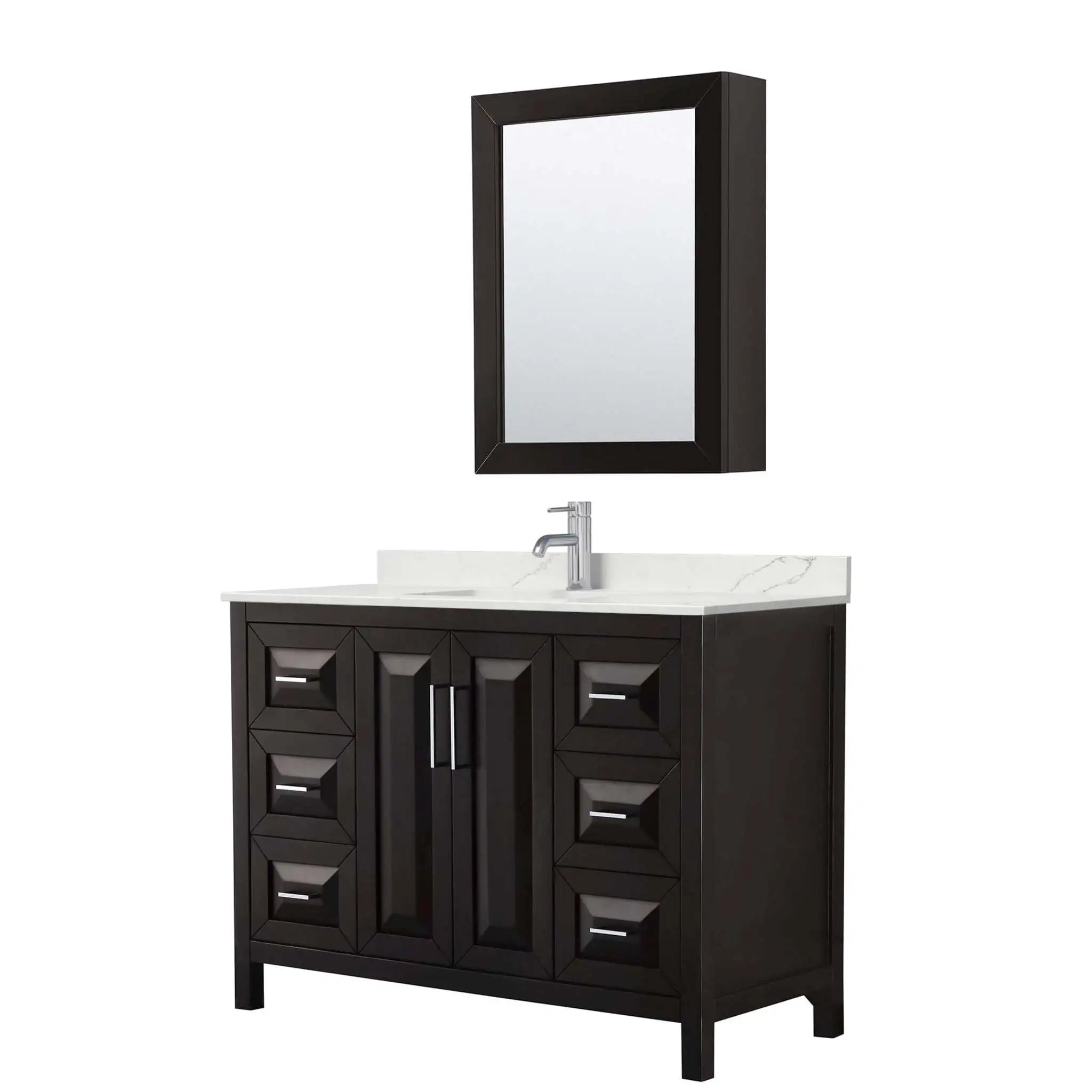48" Daria Single Bathroom Vanity in Dark Espresso with Polished Chrome Trim & Medicine Cabinet by Wyndham