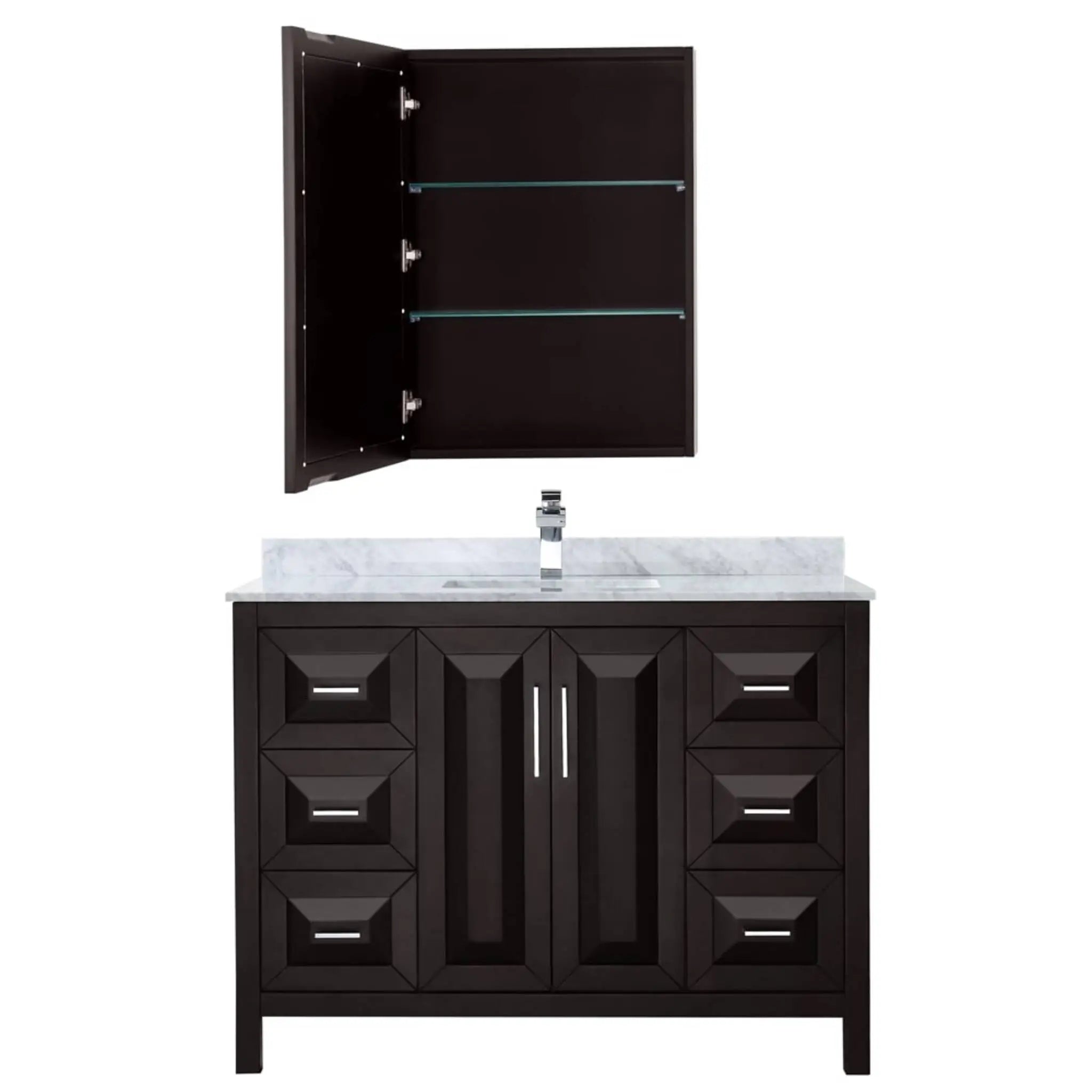 48" Daria Single Bathroom Vanity in Dark Espresso with Polished Chrome Trim & Medicine Cabinet by Wyndham