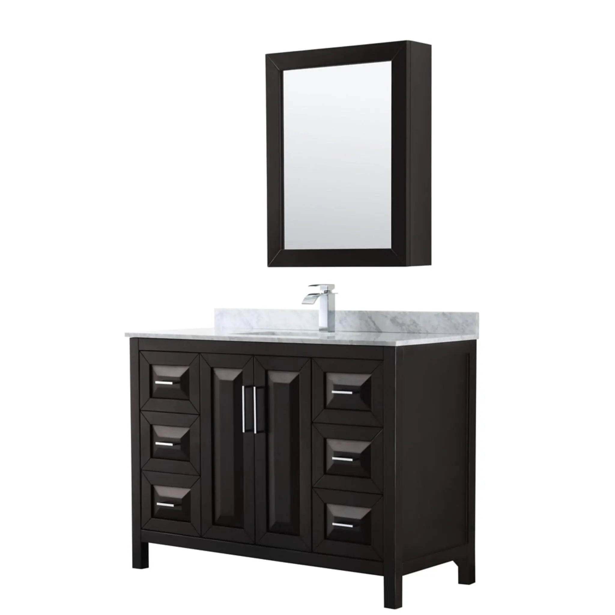 48" Daria Single Bathroom Vanity in Dark Espresso with Polished Chrome Trim & Medicine Cabinet by Wyndham