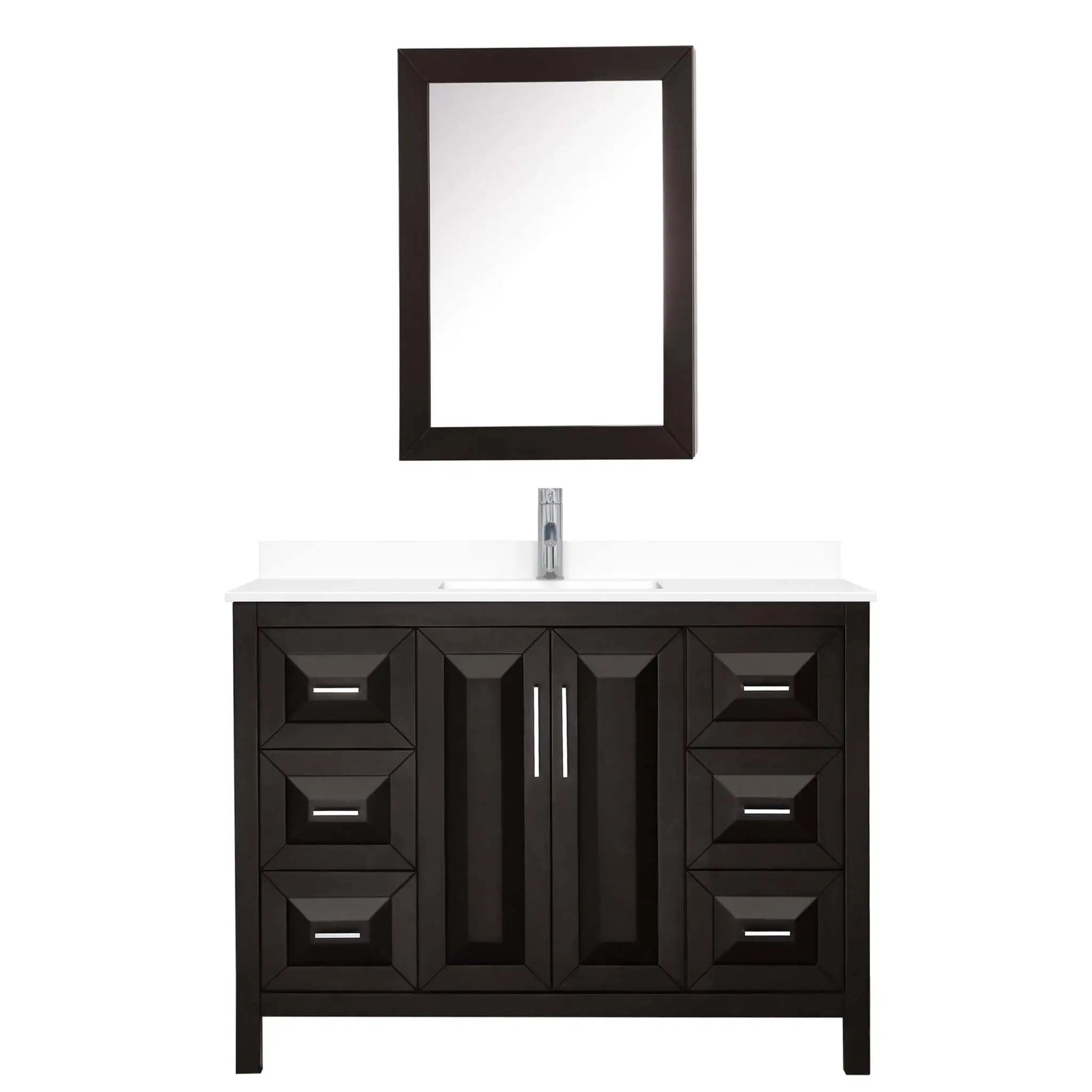 48" Daria Single Bathroom Vanity in Dark Espresso with Polished Chrome Trim & Medicine Cabinet by Wyndham