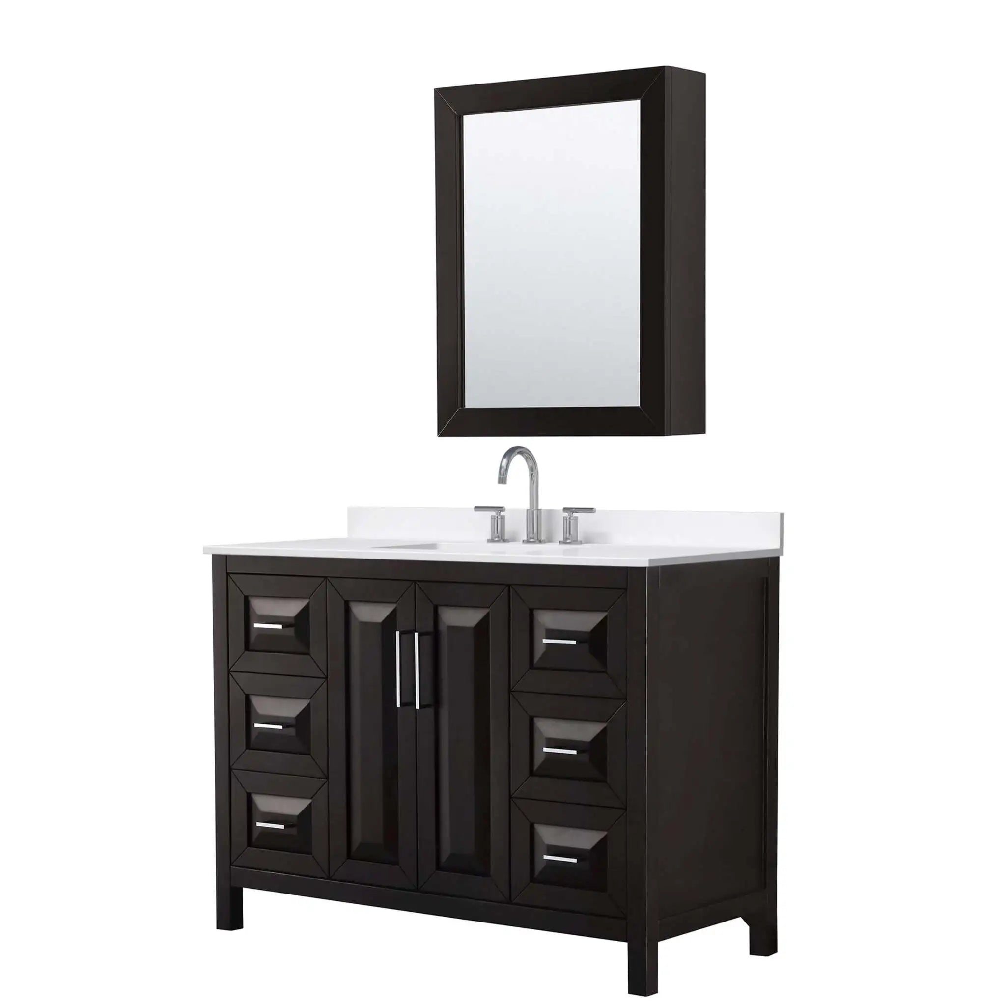 48" Daria Single Bathroom Vanity in Dark Espresso with Polished Chrome Trim & Medicine Cabinet by Wyndham