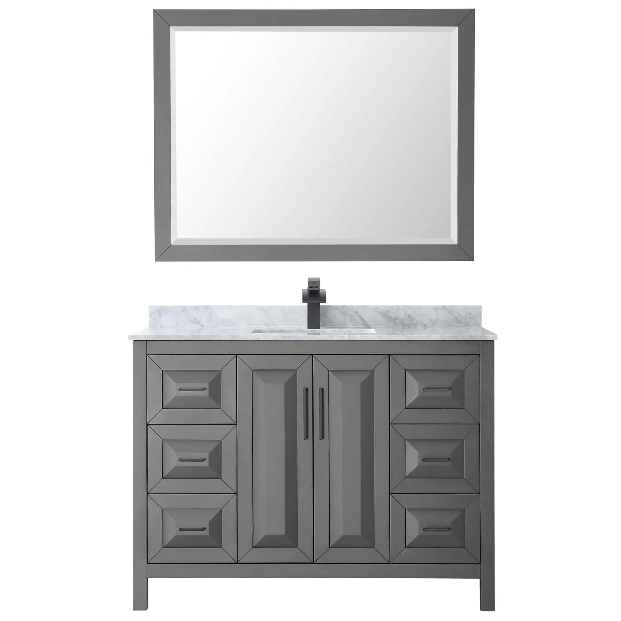 48" Daria Single Bathroom Vanity in Dark Gray with Matte Black Trim & 46" Mirror by Wyndham
