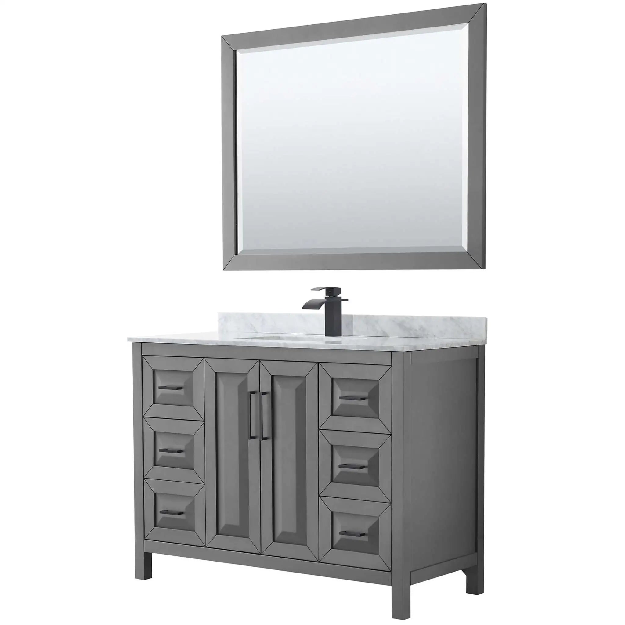 48" Daria Single Bathroom Vanity in Dark Gray with Matte Black Trim & 46" Mirror by Wyndham