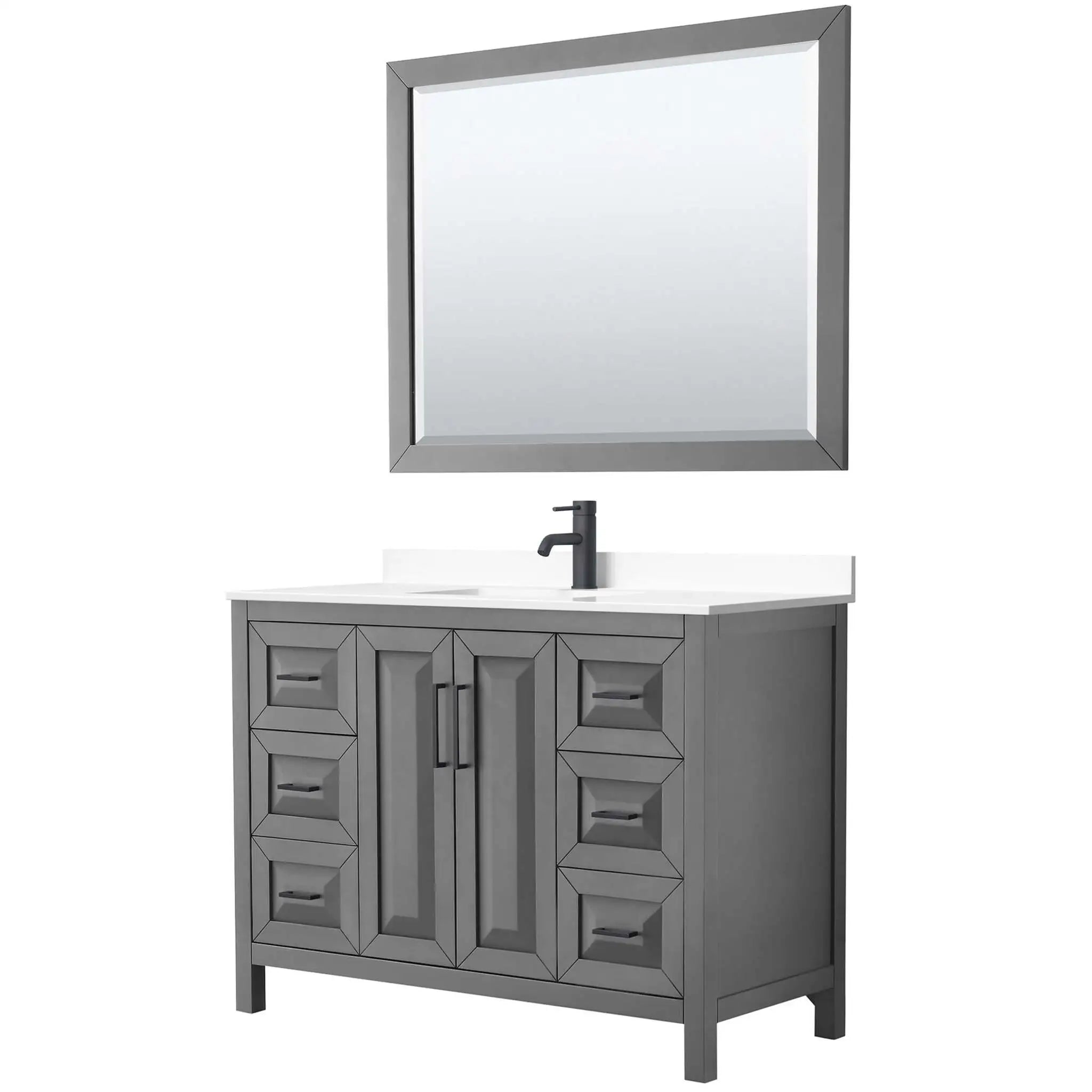 48" Daria Single Bathroom Vanity in Dark Gray with Matte Black Trim & 46" Mirror by Wyndham