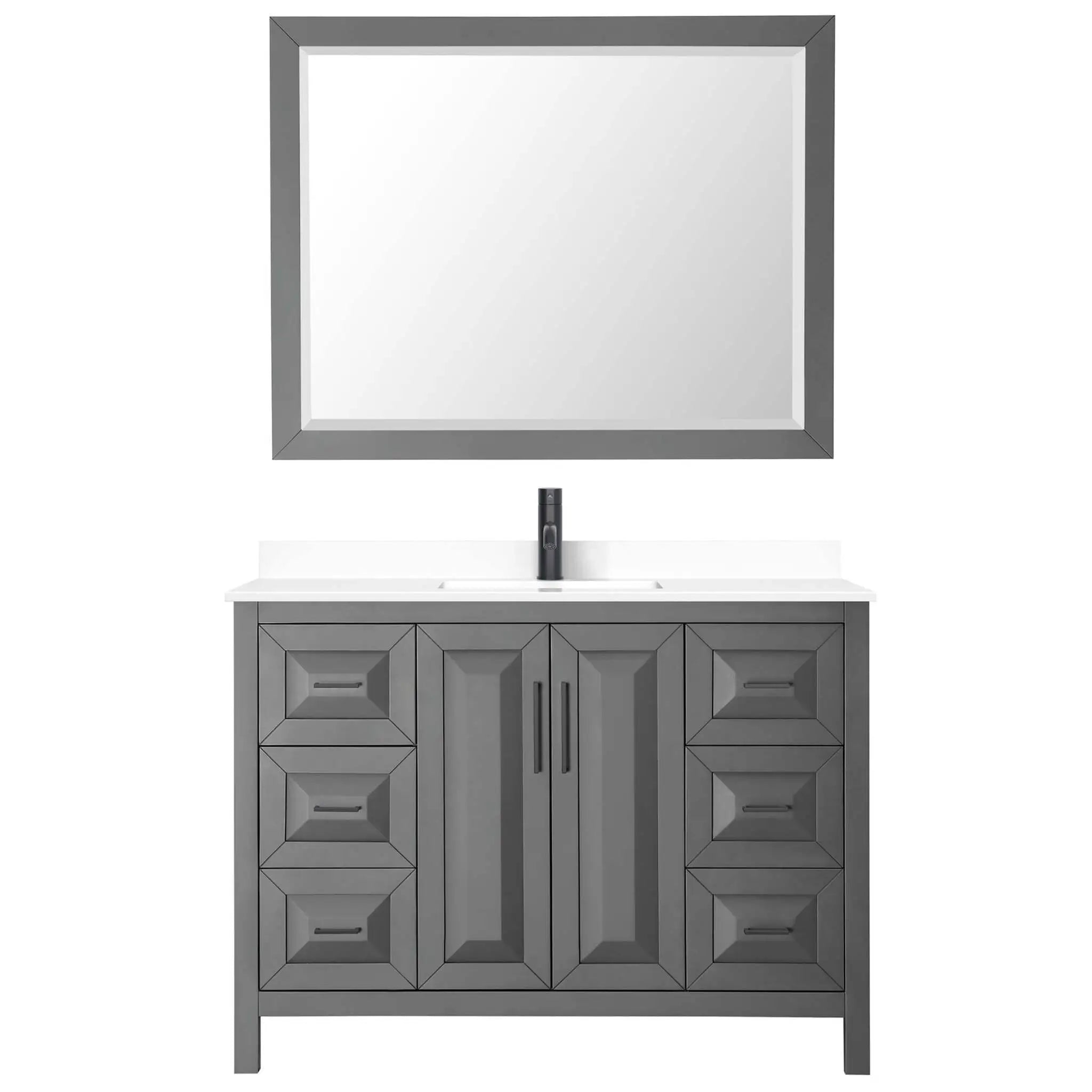 48" Daria Single Bathroom Vanity in Dark Gray with Matte Black Trim & 46" Mirror by Wyndham
