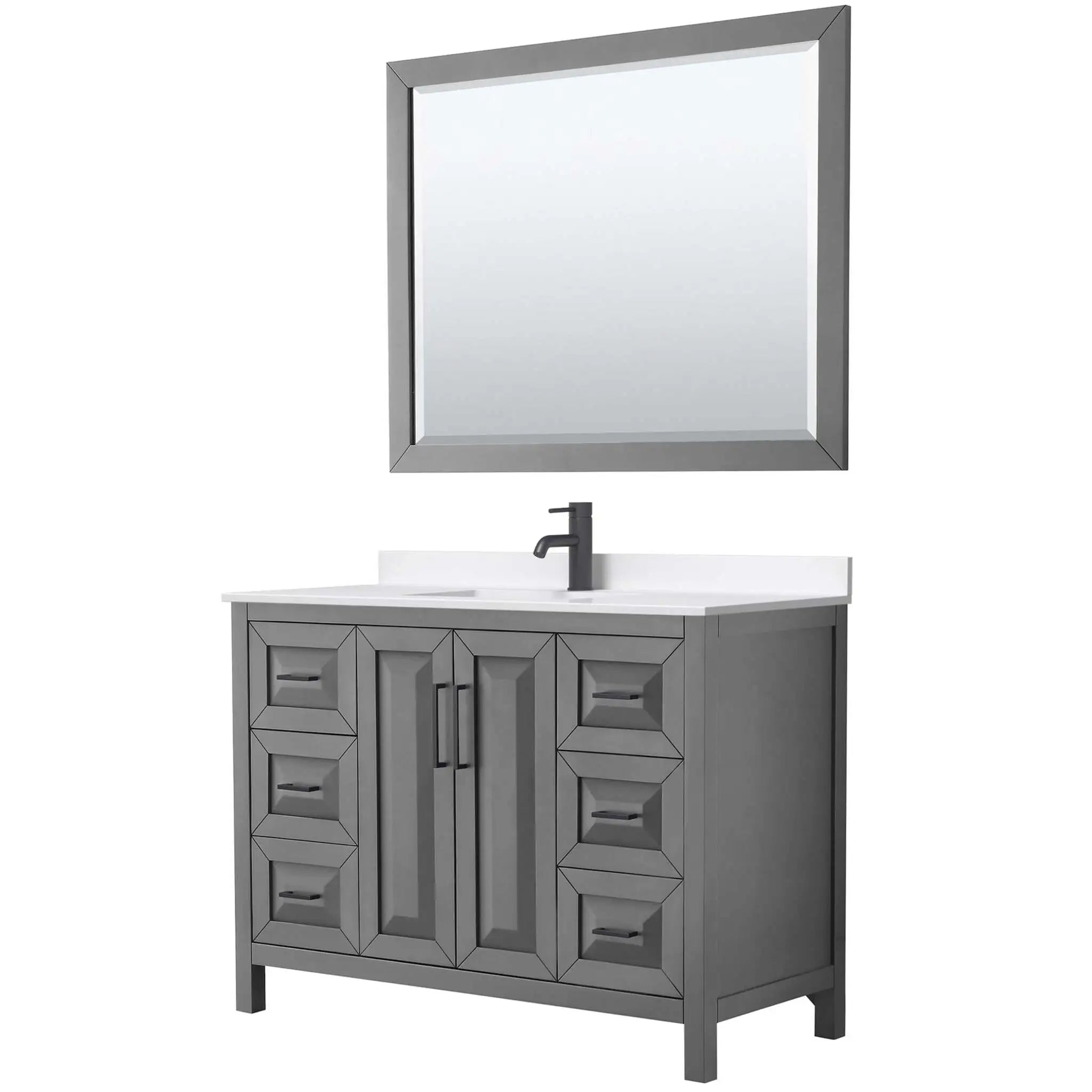 48" Daria Single Bathroom Vanity in Dark Gray with Matte Black Trim & 46" Mirror by Wyndham