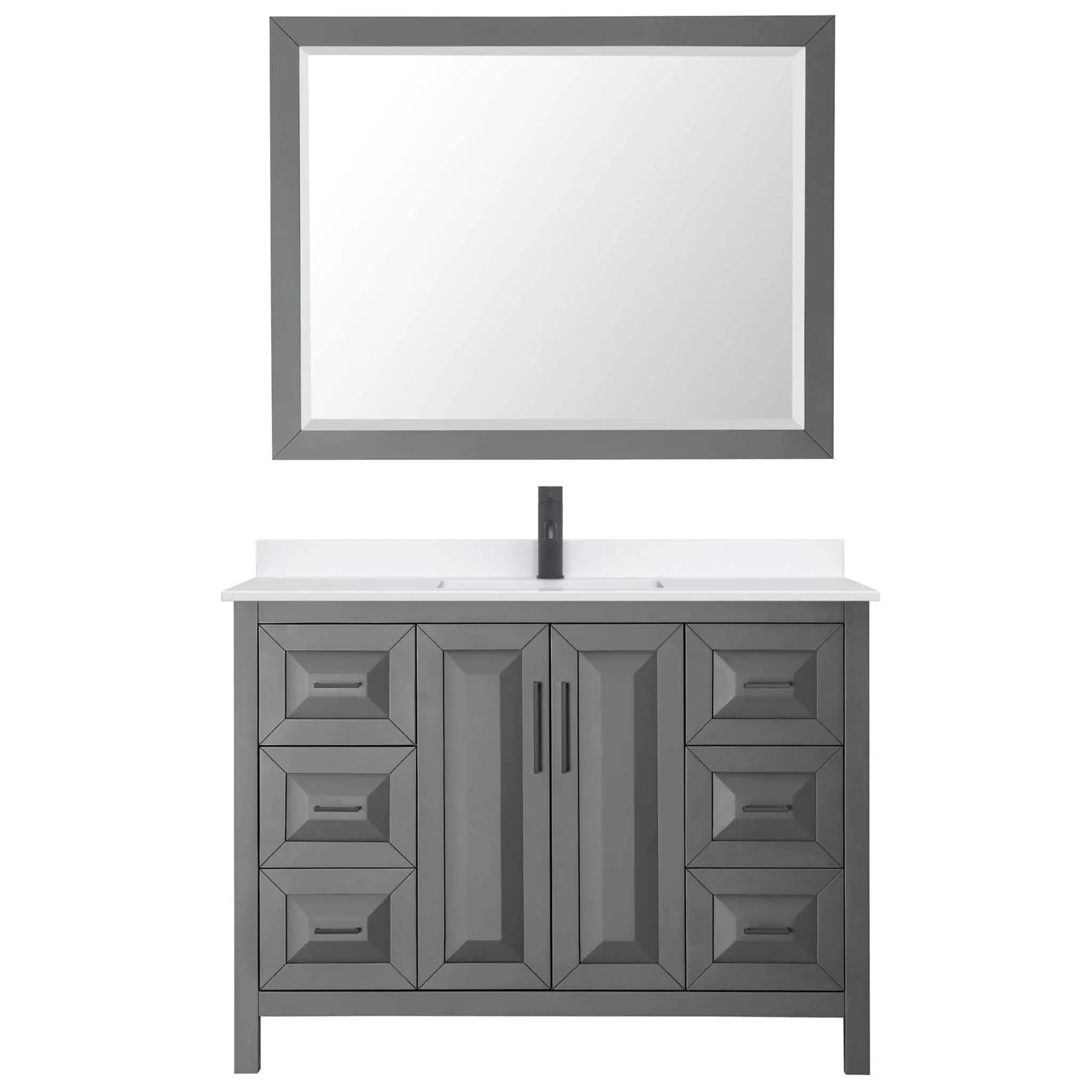 48" Daria Single Bathroom Vanity in Dark Gray with Matte Black Trim & 46" Mirror by Wyndham