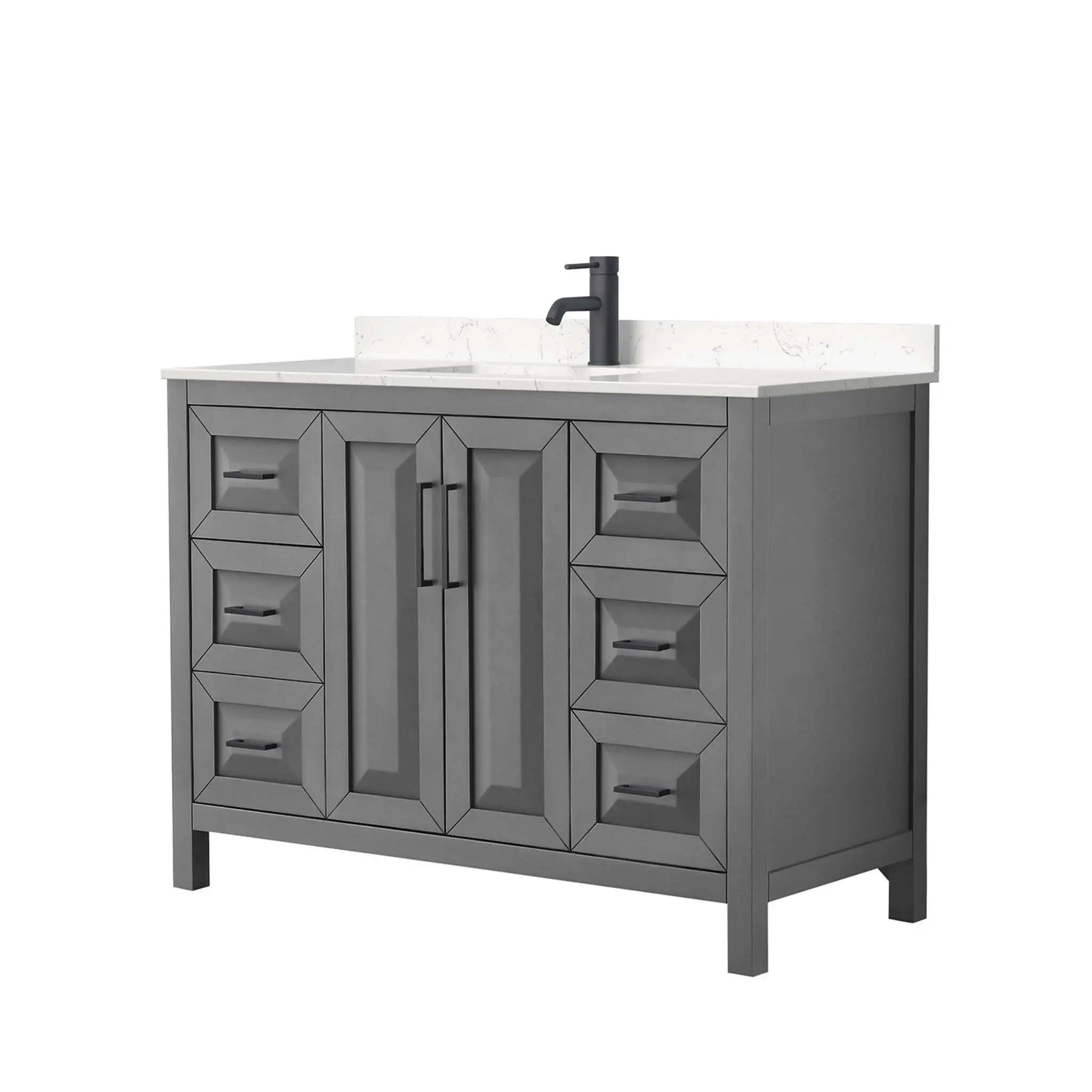 48" Daria Single Bathroom Vanity in Dark Gray with Matte Black Trim by Wyndham