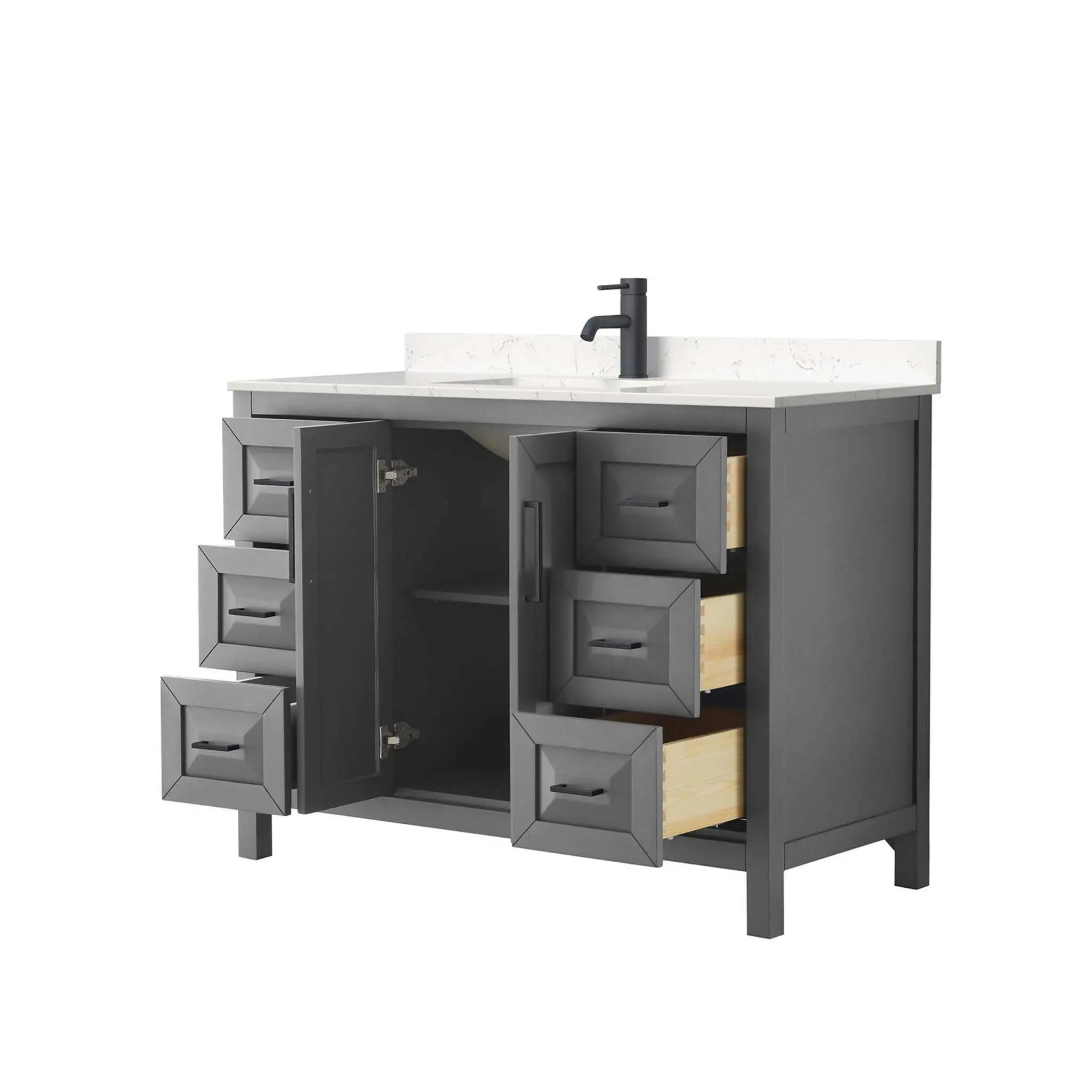 48" Daria Single Bathroom Vanity in Dark Gray with Matte Black Trim by Wyndham