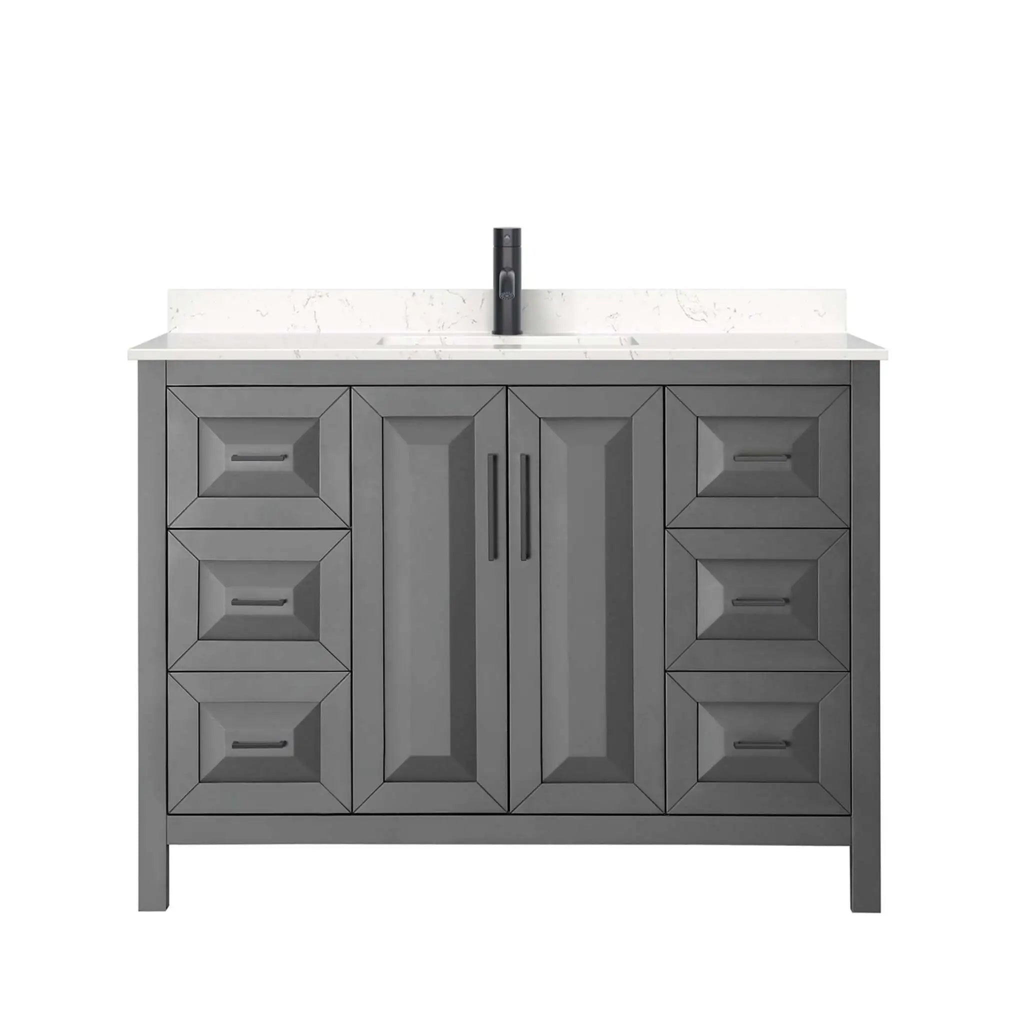 48" Daria Single Bathroom Vanity in Dark Gray with Matte Black Trim by Wyndham