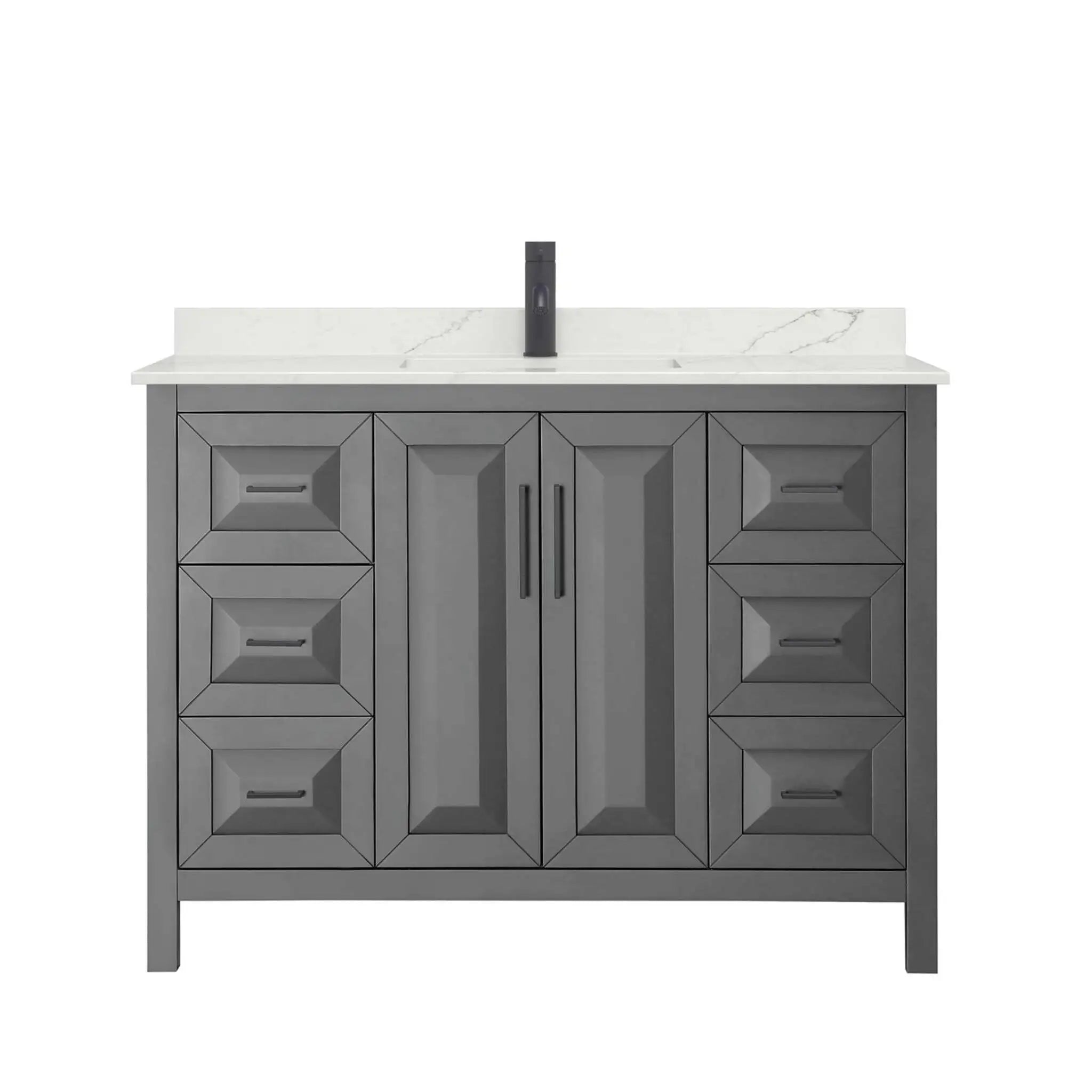 48" Daria Single Bathroom Vanity in Dark Gray with Matte Black Trim by Wyndham