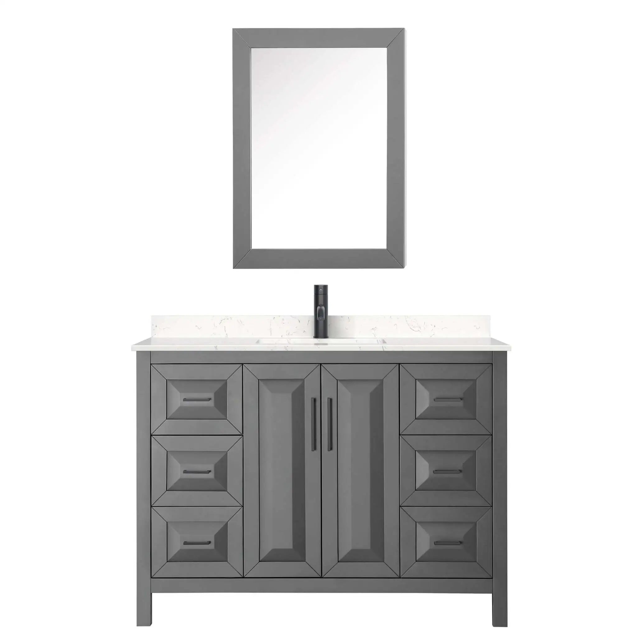 48" Daria Single Bathroom Vanity in Dark Gray with Matte Black Trim & Medicine Cabinet by Wyndham