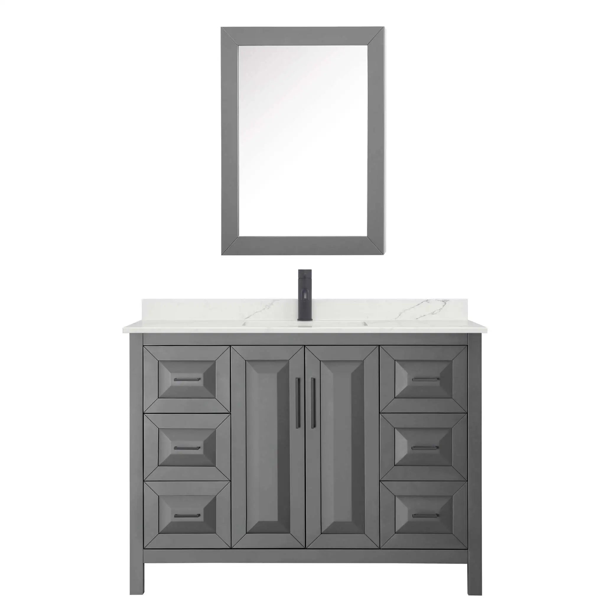 48" Daria Single Bathroom Vanity in Dark Gray with Matte Black Trim & Medicine Cabinet by Wyndham