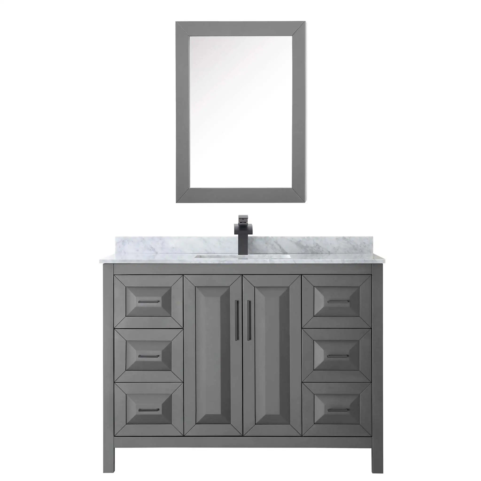 48" Daria Single Bathroom Vanity in Dark Gray with Matte Black Trim & Medicine Cabinet by Wyndham