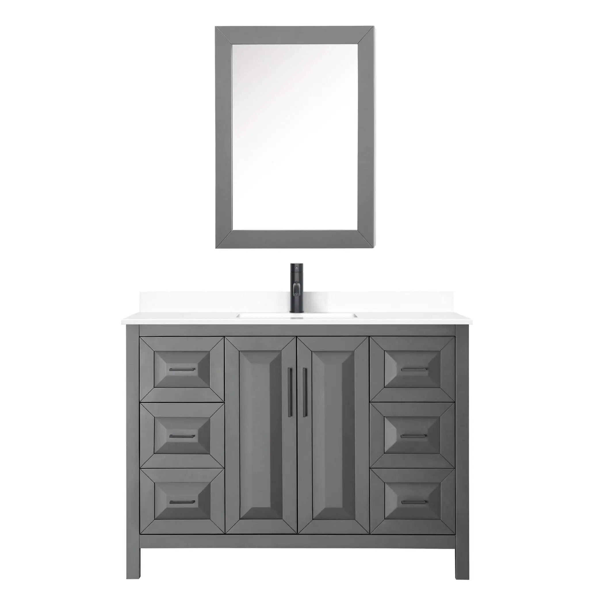 48" Daria Single Bathroom Vanity in Dark Gray with Matte Black Trim & Medicine Cabinet by Wyndham
