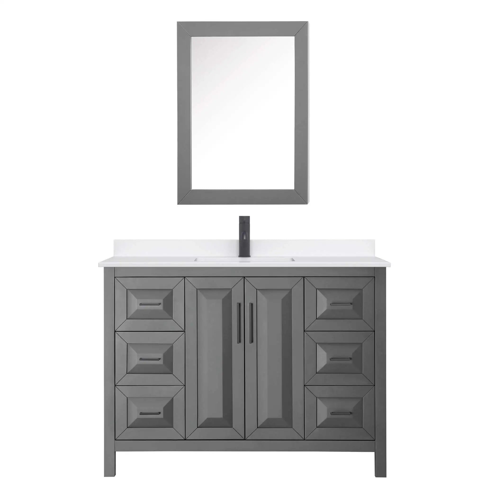 48" Daria Single Bathroom Vanity in Dark Gray with Matte Black Trim & Medicine Cabinet by Wyndham