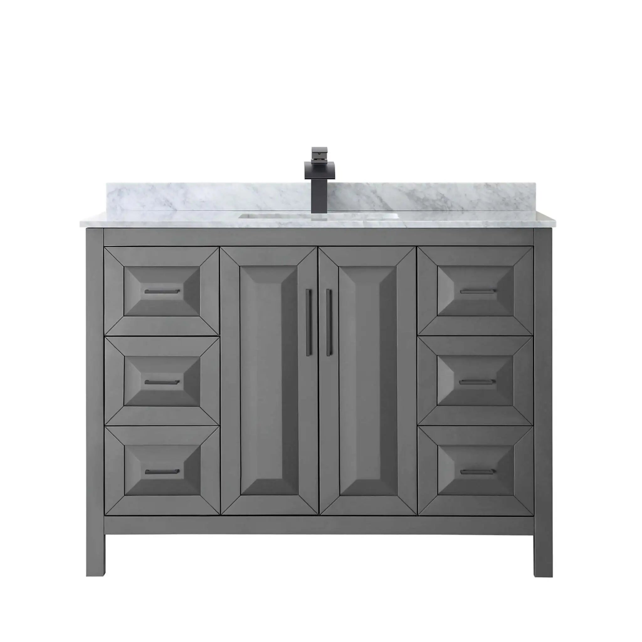 48" Daria Single Bathroom Vanity in Dark Gray with Matte Black Trim by Wyndham