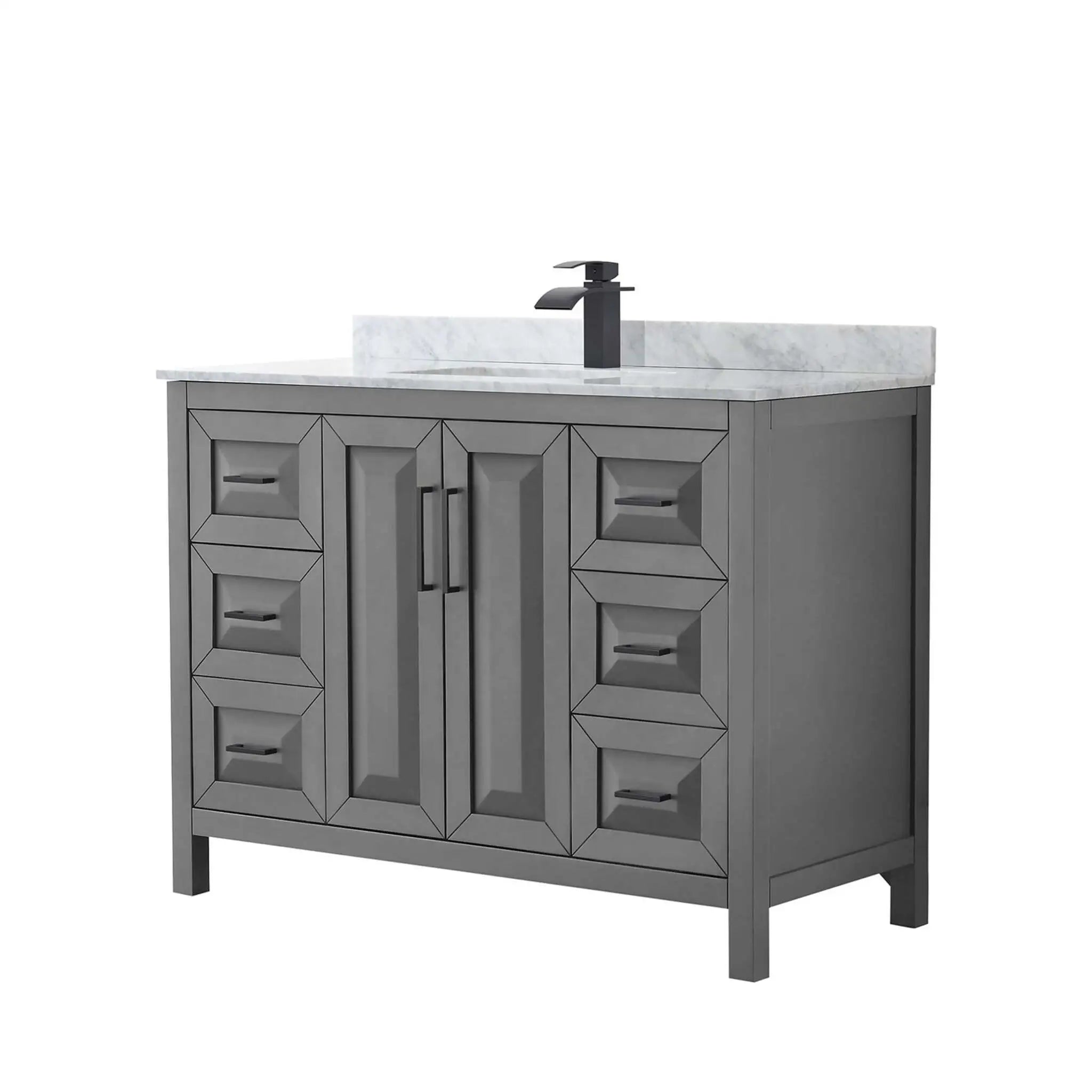 48" Daria Single Bathroom Vanity in Dark Gray with Matte Black Trim by Wyndham