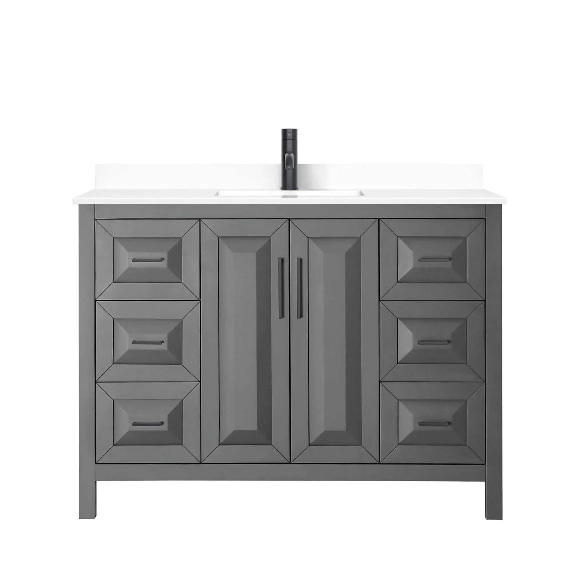 48" Daria Single Bathroom Vanity in Dark Gray with Matte Black Trim by Wyndham