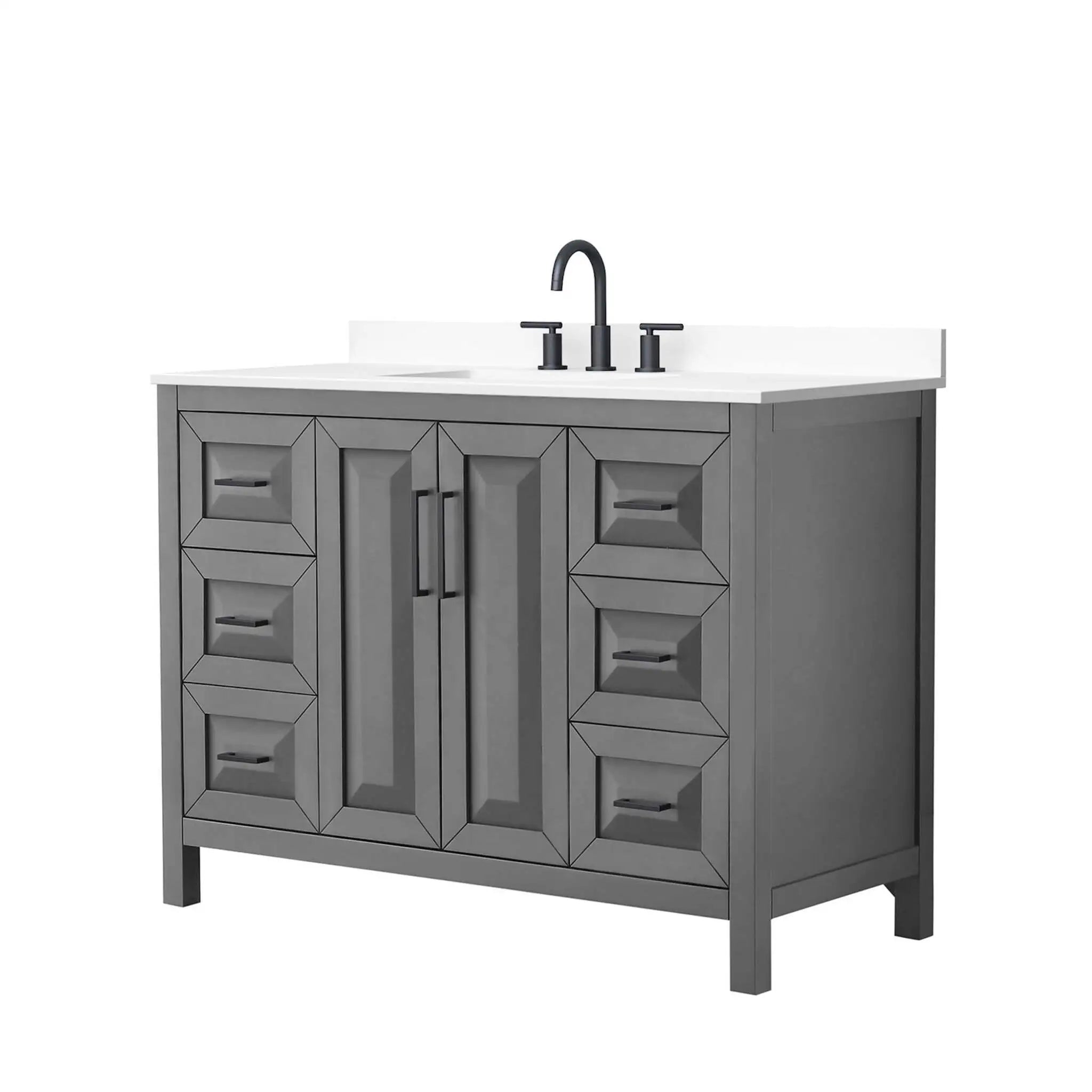 48" Daria Single Bathroom Vanity in Dark Gray with Matte Black Trim by Wyndham