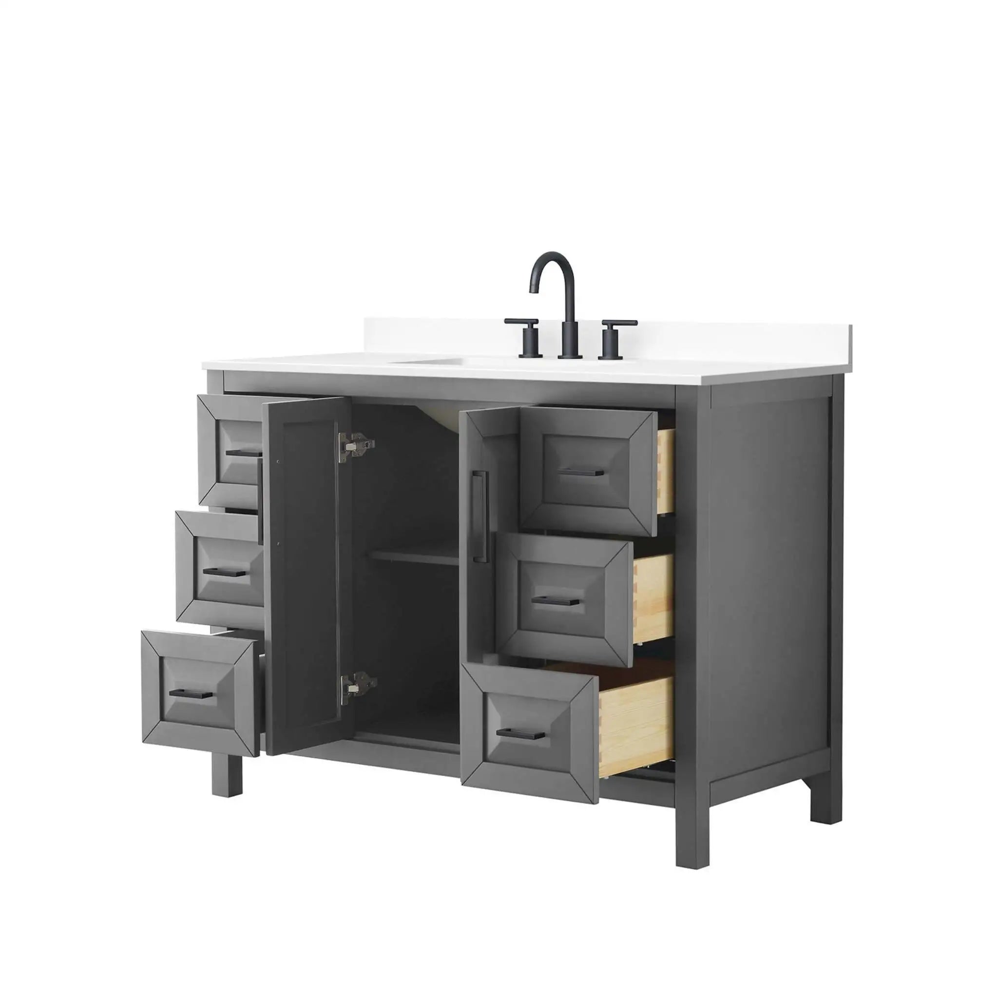 48" Daria Single Bathroom Vanity in Dark Gray with Matte Black Trim by Wyndham