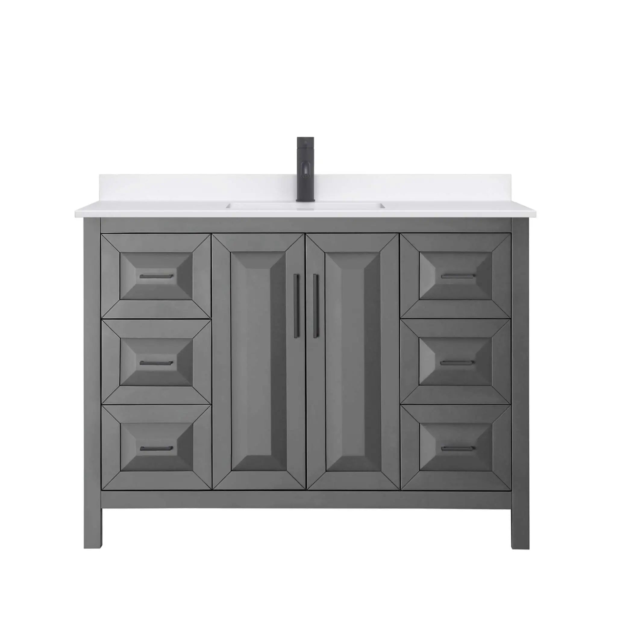 48" Daria Single Bathroom Vanity in Dark Gray with Matte Black Trim by Wyndham