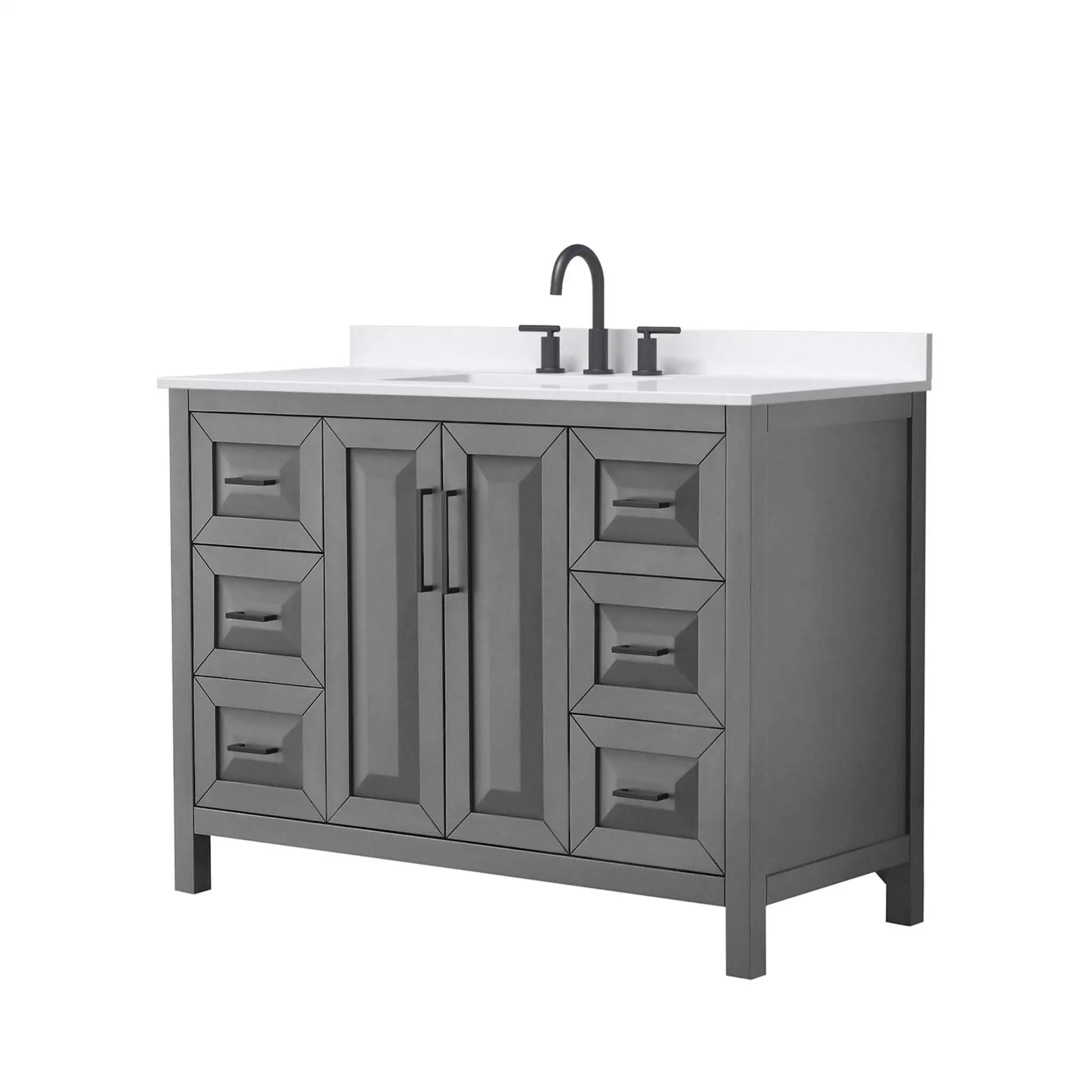 48" Daria Single Bathroom Vanity in Dark Gray with Matte Black Trim by Wyndham