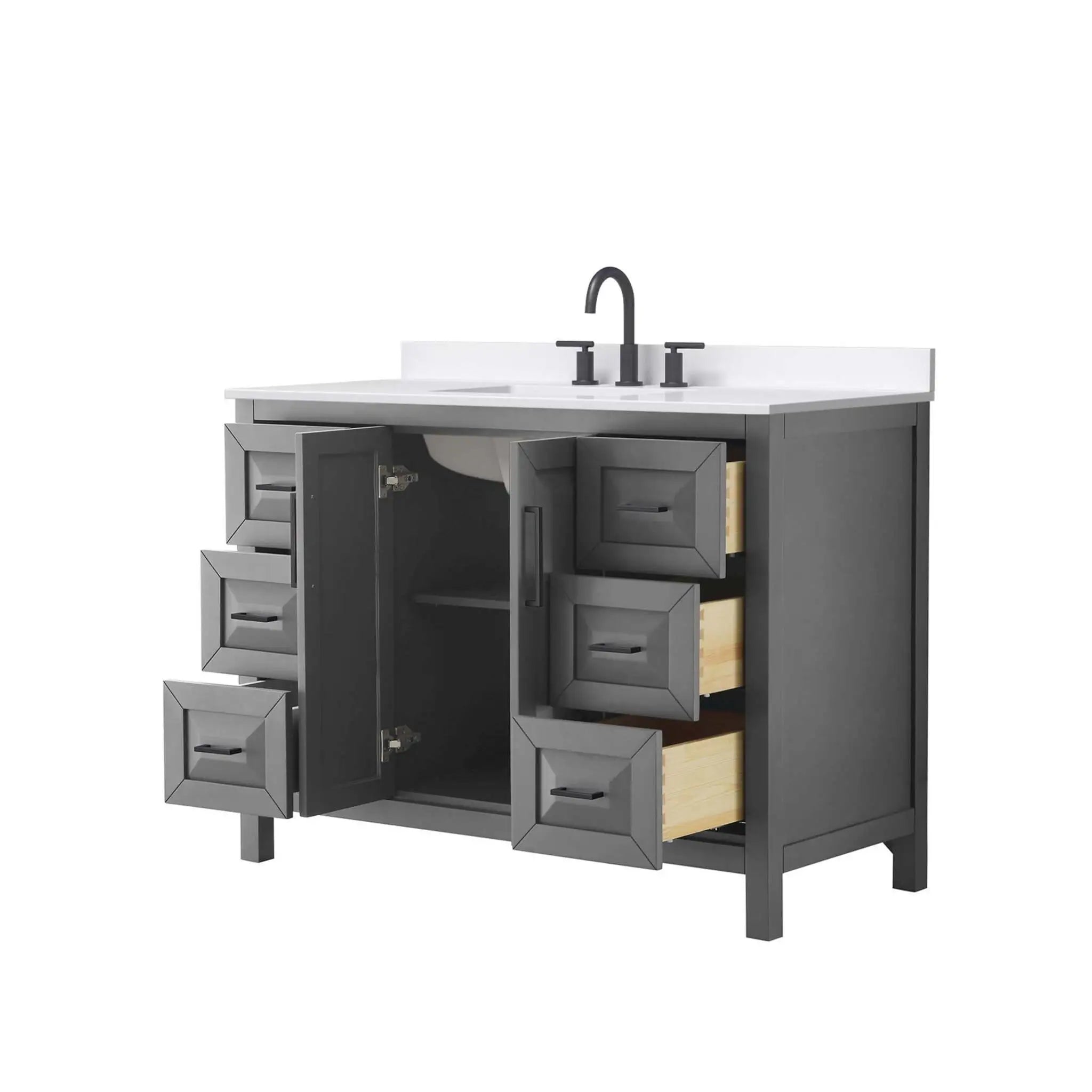 48" Daria Single Bathroom Vanity in Dark Gray with Matte Black Trim by Wyndham