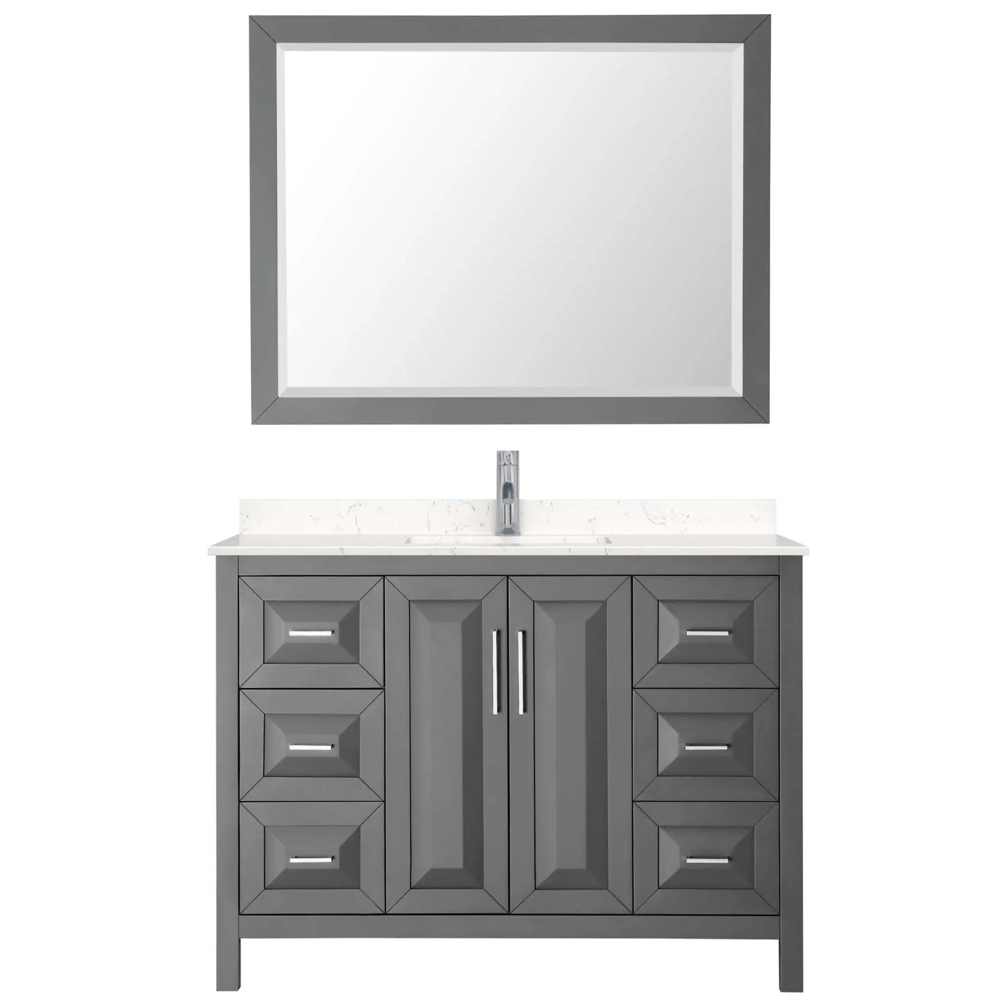 48" Daria Single Bathroom Vanity in Dark Gray with Polished Chrome Trim & 46" Mirror by Wyndham
