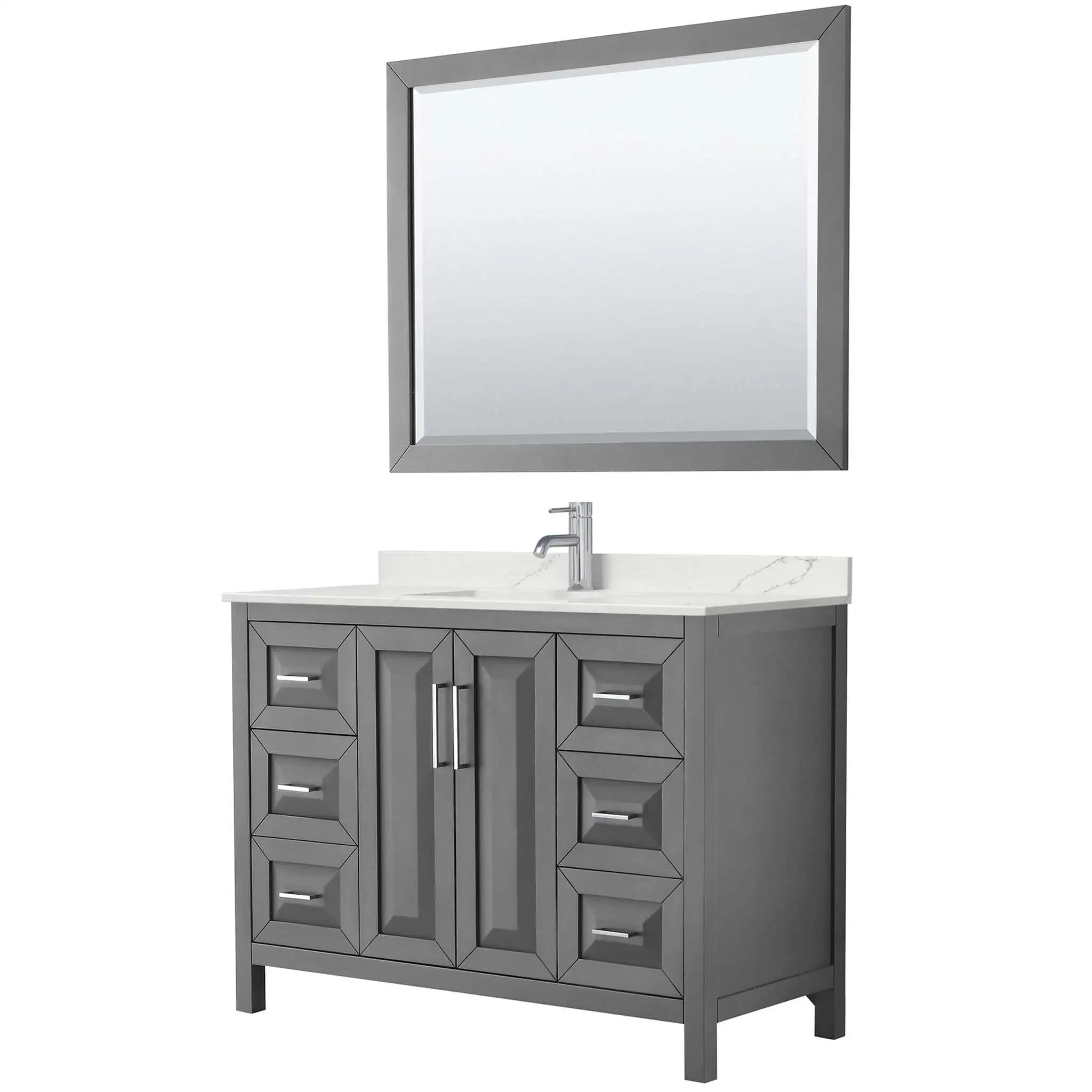 48" Daria Single Bathroom Vanity in Dark Gray with Polished Chrome Trim & 46" Mirror by Wyndham