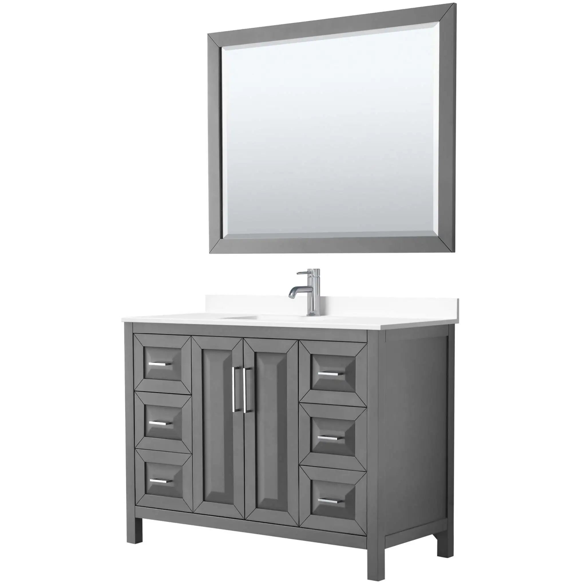 48" Daria Single Bathroom Vanity in Dark Gray with Polished Chrome Trim & 46" Mirror by Wyndham