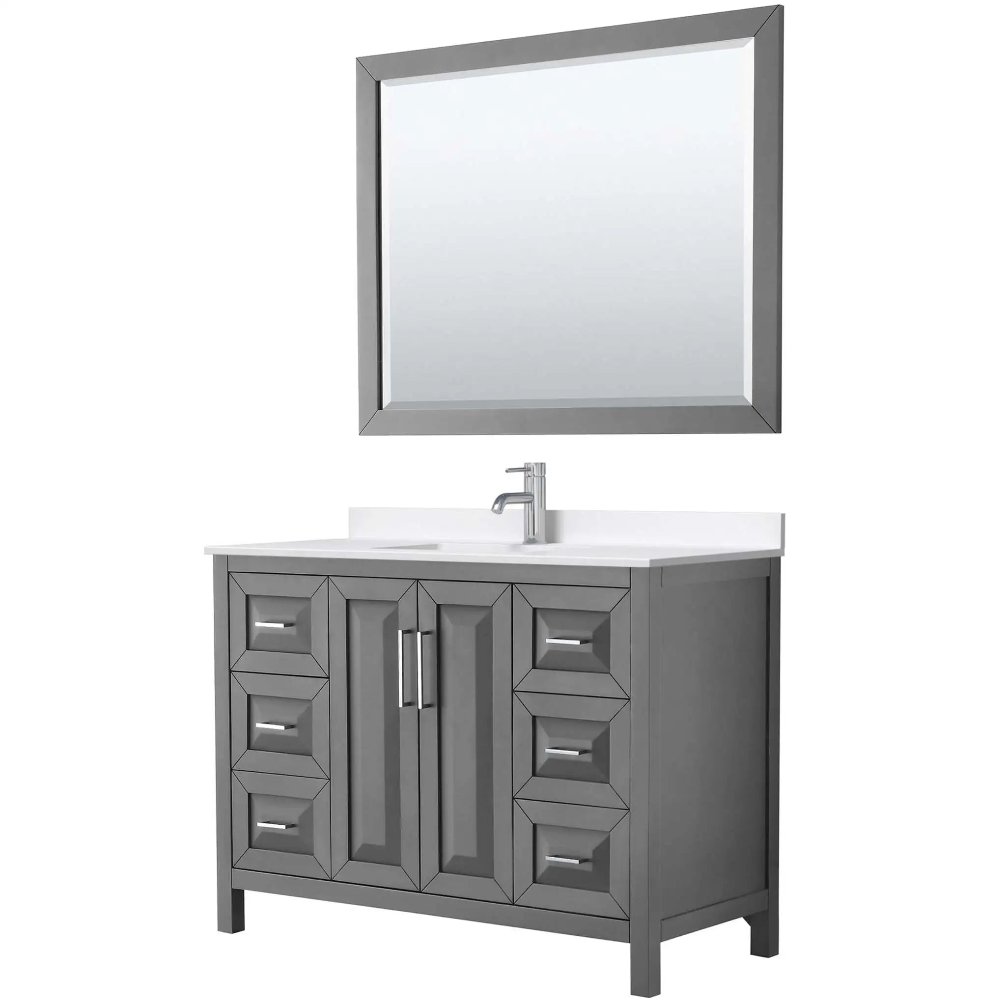 48" Daria Single Bathroom Vanity in Dark Gray with Polished Chrome Trim & 46" Mirror by Wyndham